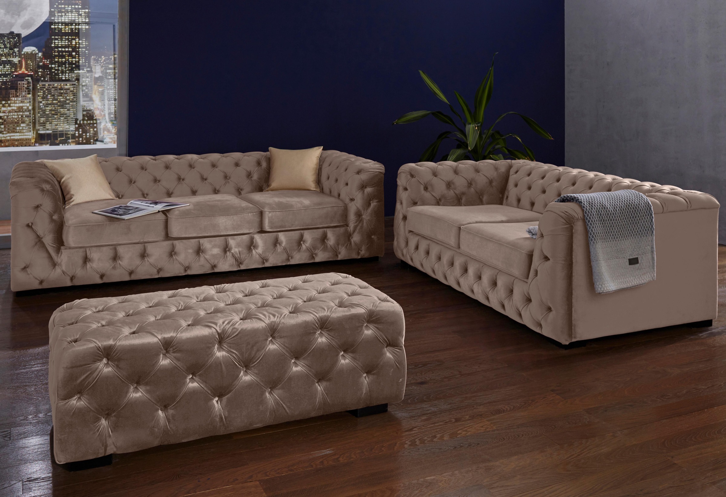 Guido Maria Kretschmer Home&Living Polsterhocker »Kalina«, mit klassischer Chesterfield-Knopfheftung
