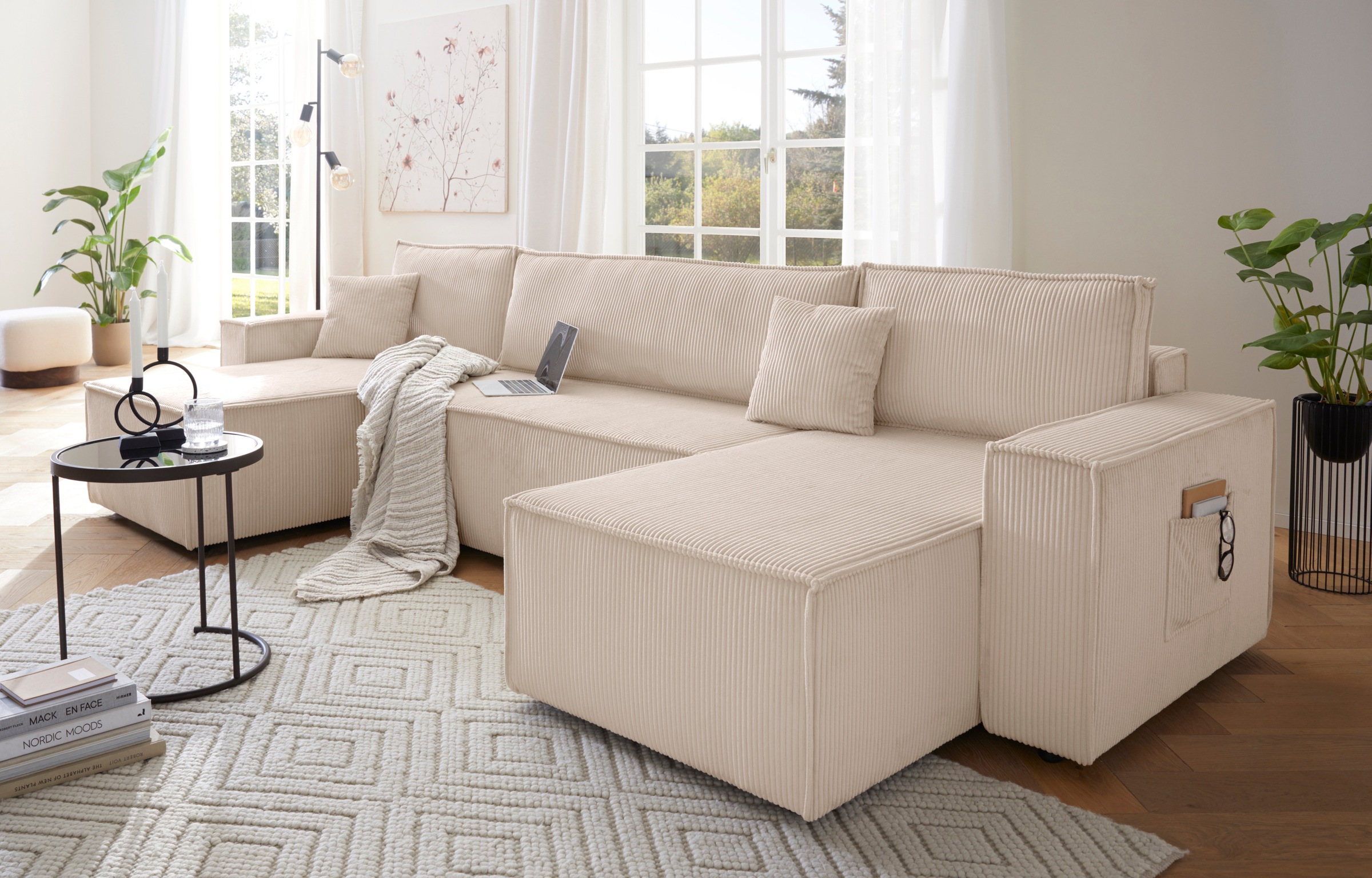 OTTO home Wohnlandschaft »Cassi, 311 cm, U-Form, Schlafsofa, Dauerschläfer, günstig online kaufen