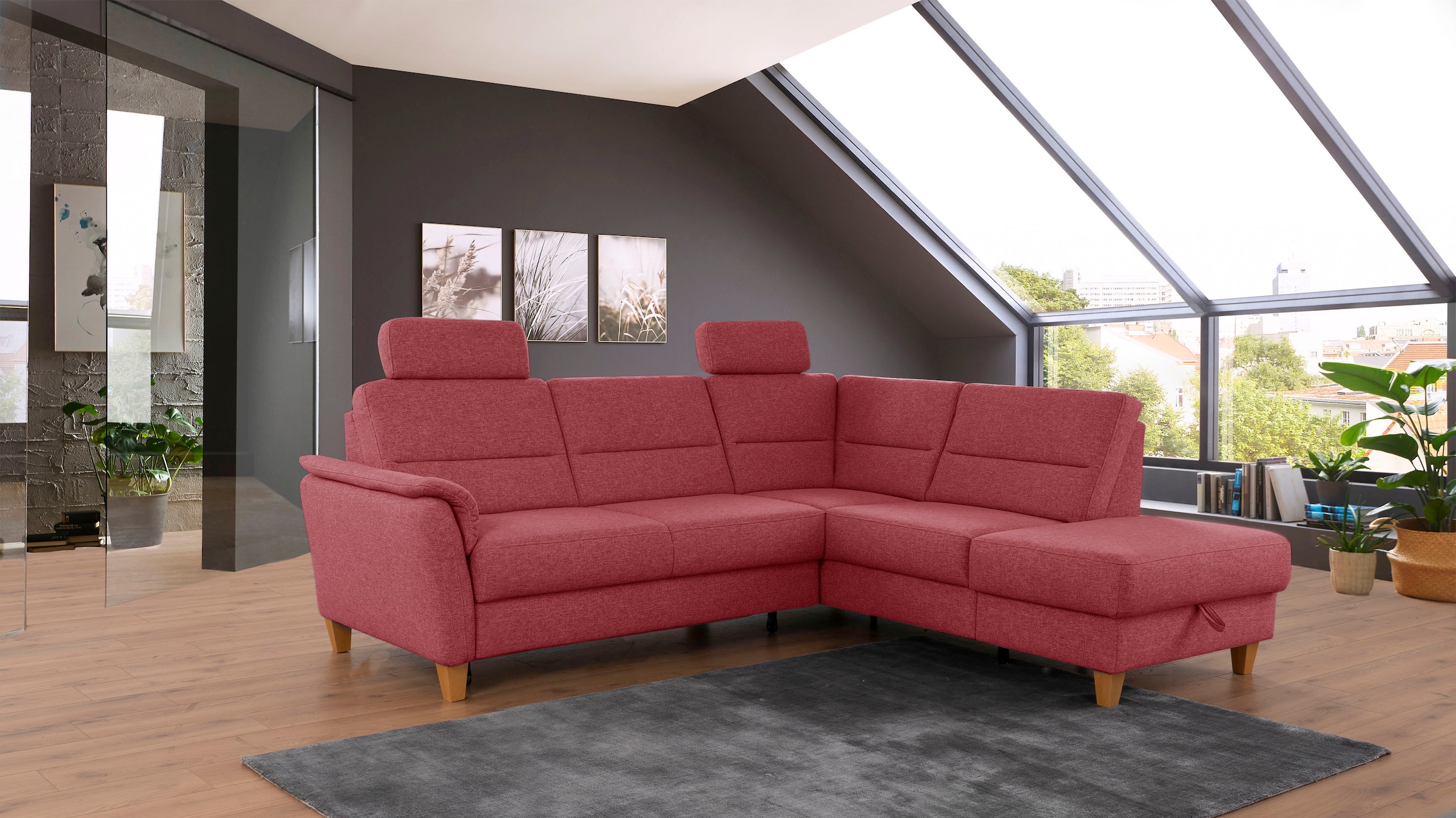 Home affaire Ecksofa »Palmera L-Form, B: 236 cm« optional Bettfunktion & Be günstig online kaufen