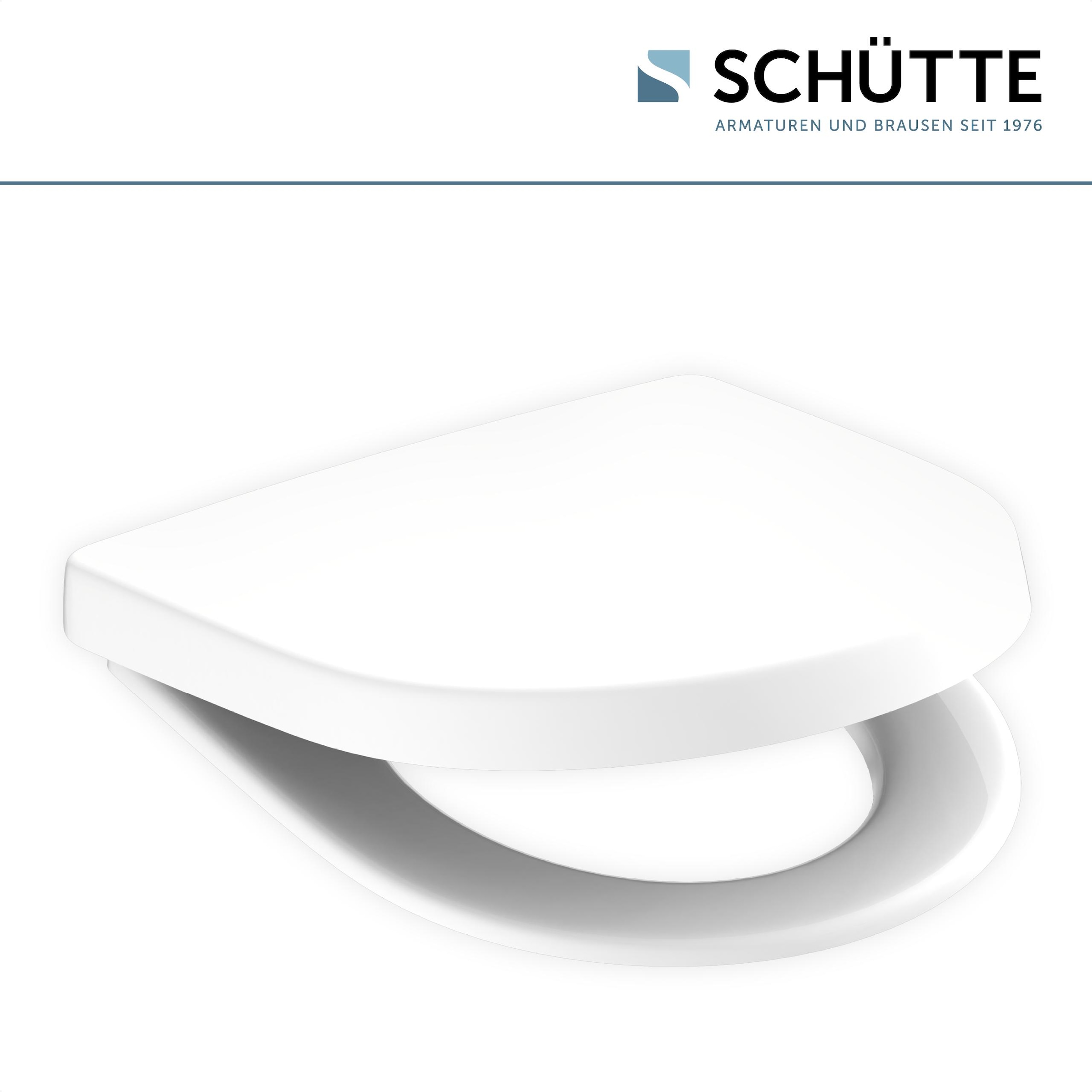 Schütte WC-Sitz »Duroplast, WHITE D-Form PRO 7«, (WC-Sitz, Befestigungsmaterial, Montageanleitung), mit Absenkautomatik und Schnellverschluss