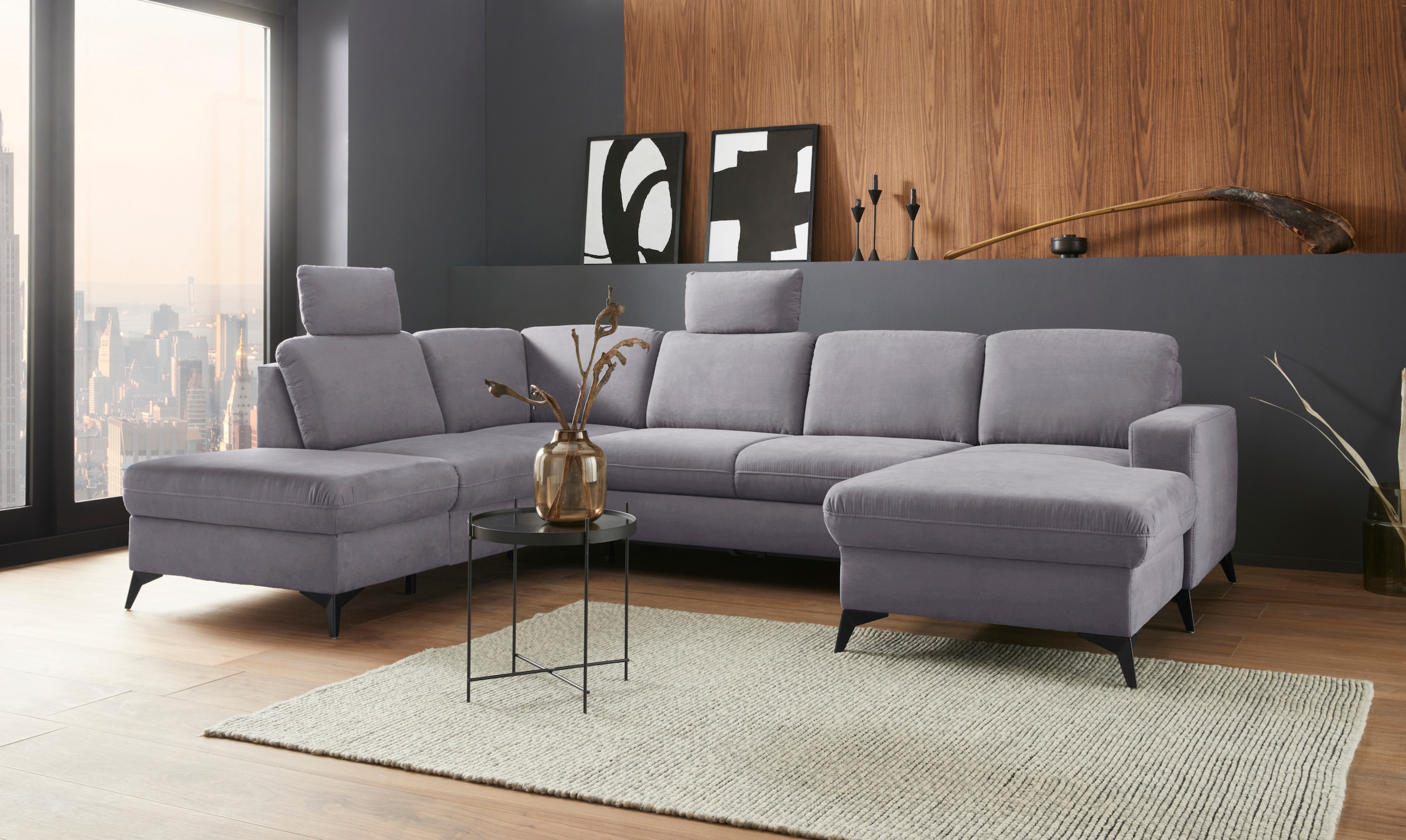 Home affaire Wohnlandschaft »Lolland U-Form« Wahlweise mit Bettfunktion und günstig online kaufen