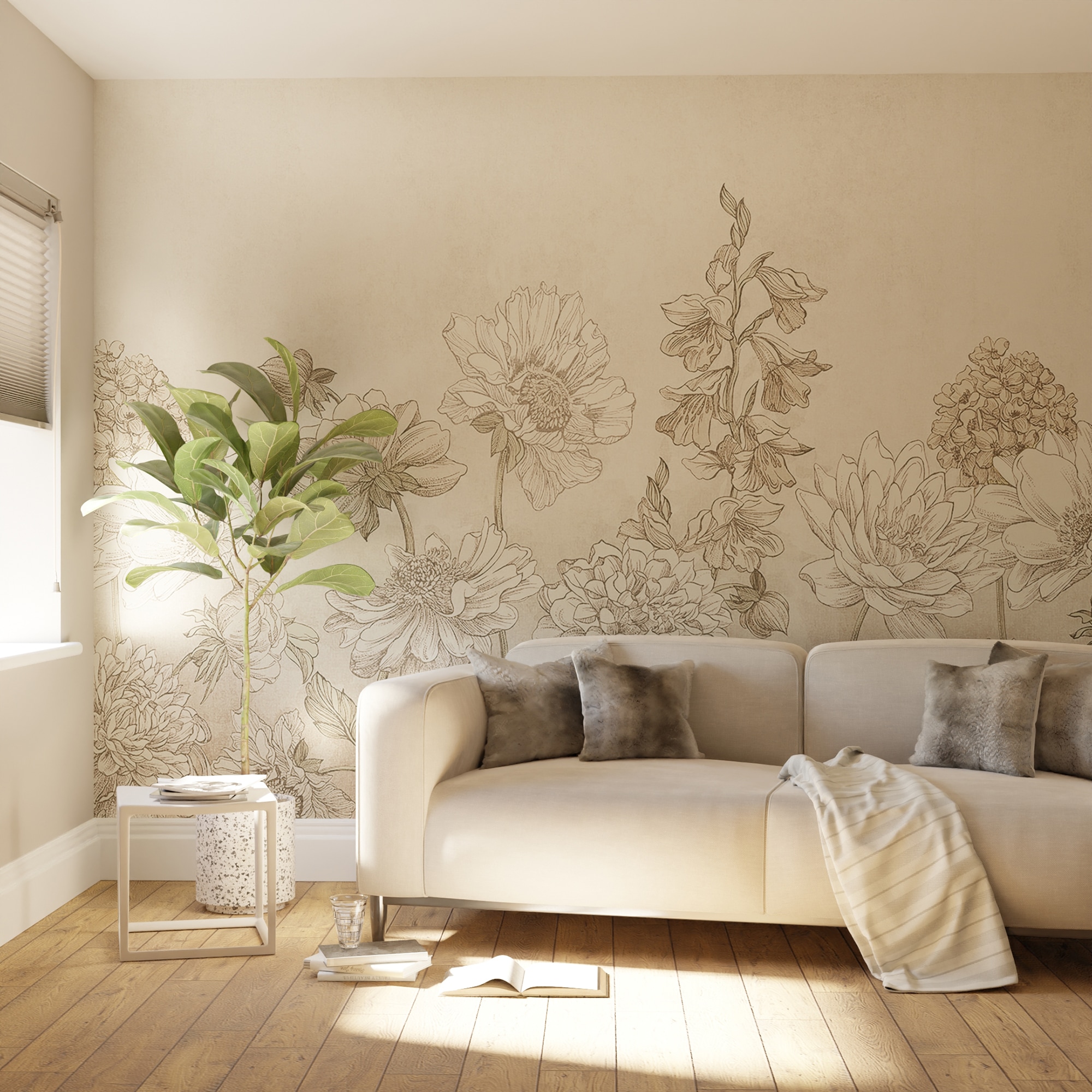 Art for the home Fototapete »Gedämpfte Blumenmuster« geblümt glatt Design T günstig online kaufen