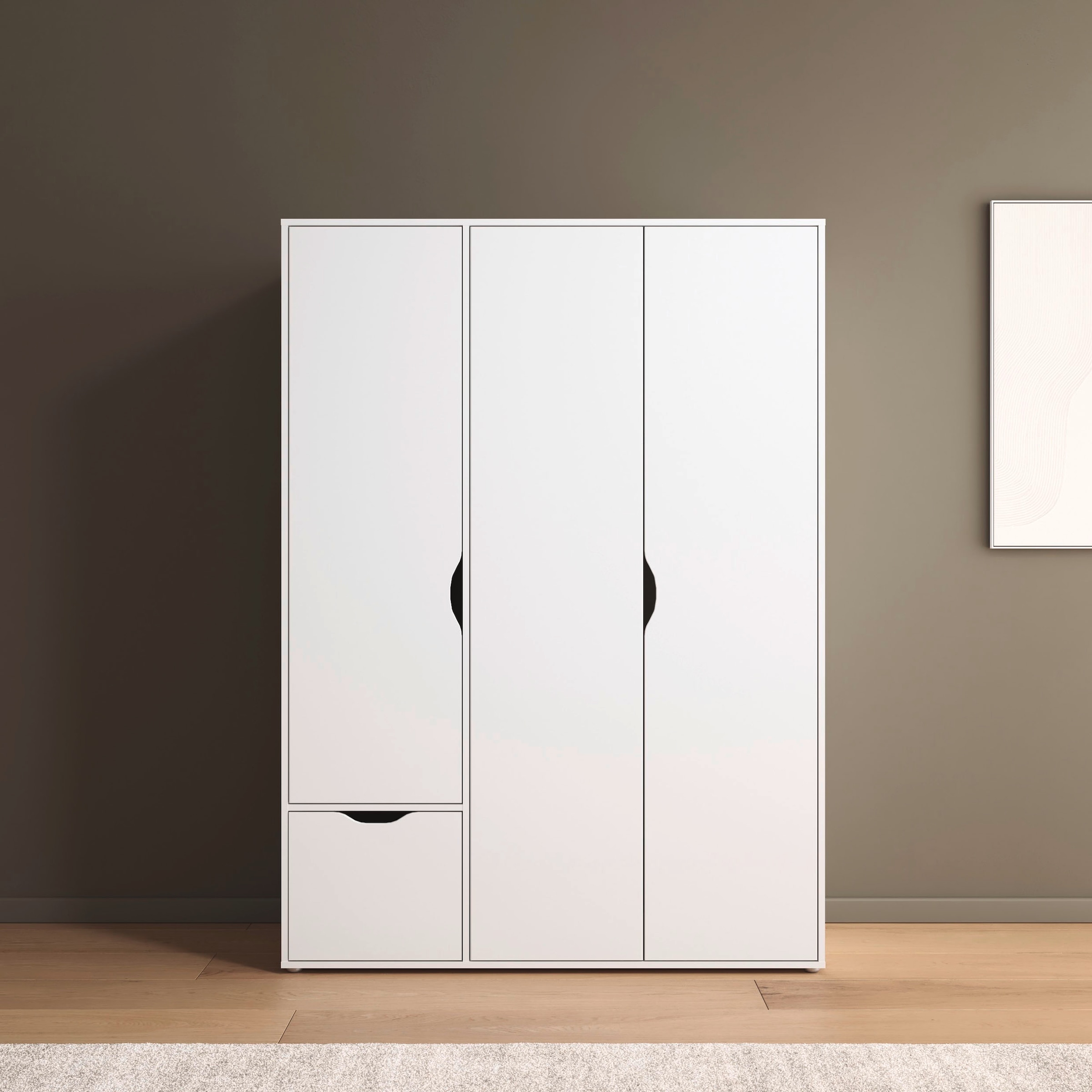 rauch Drehtürenschrank »Kleiderschrank Schrank Garderobe Wäscheschrank NARAI mit Schubladen«, (in 3 verschiedenen Ausstattungen BASIC/CLASSIC/PREMIUM), Griffausfräsungen für eine grifflose Optik TOPSELLER MADE IN GERMANY