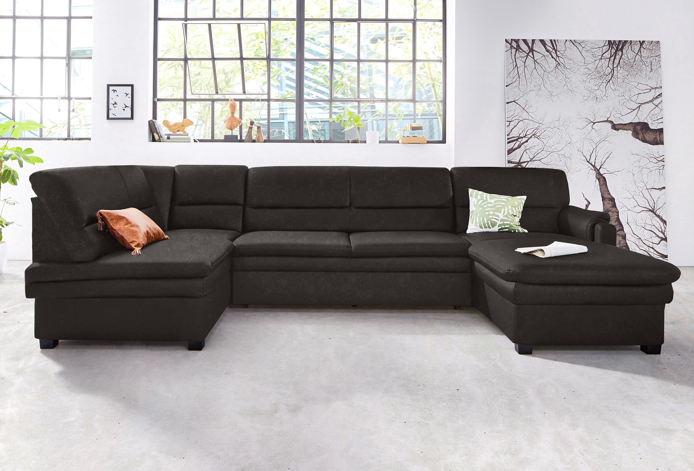 sit&more Wohnlandschaft »Pisa U-Form« mit Federkern, wahlweise mit Bettfunktion