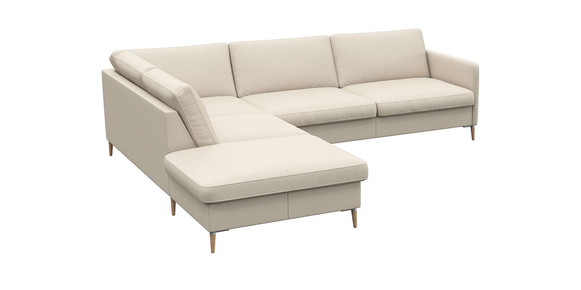 FLEXLUX Ecksofa »Fiore, L-Form«, schmale Armlehnen, Kaltschaum, Füße Alu+ Eiche