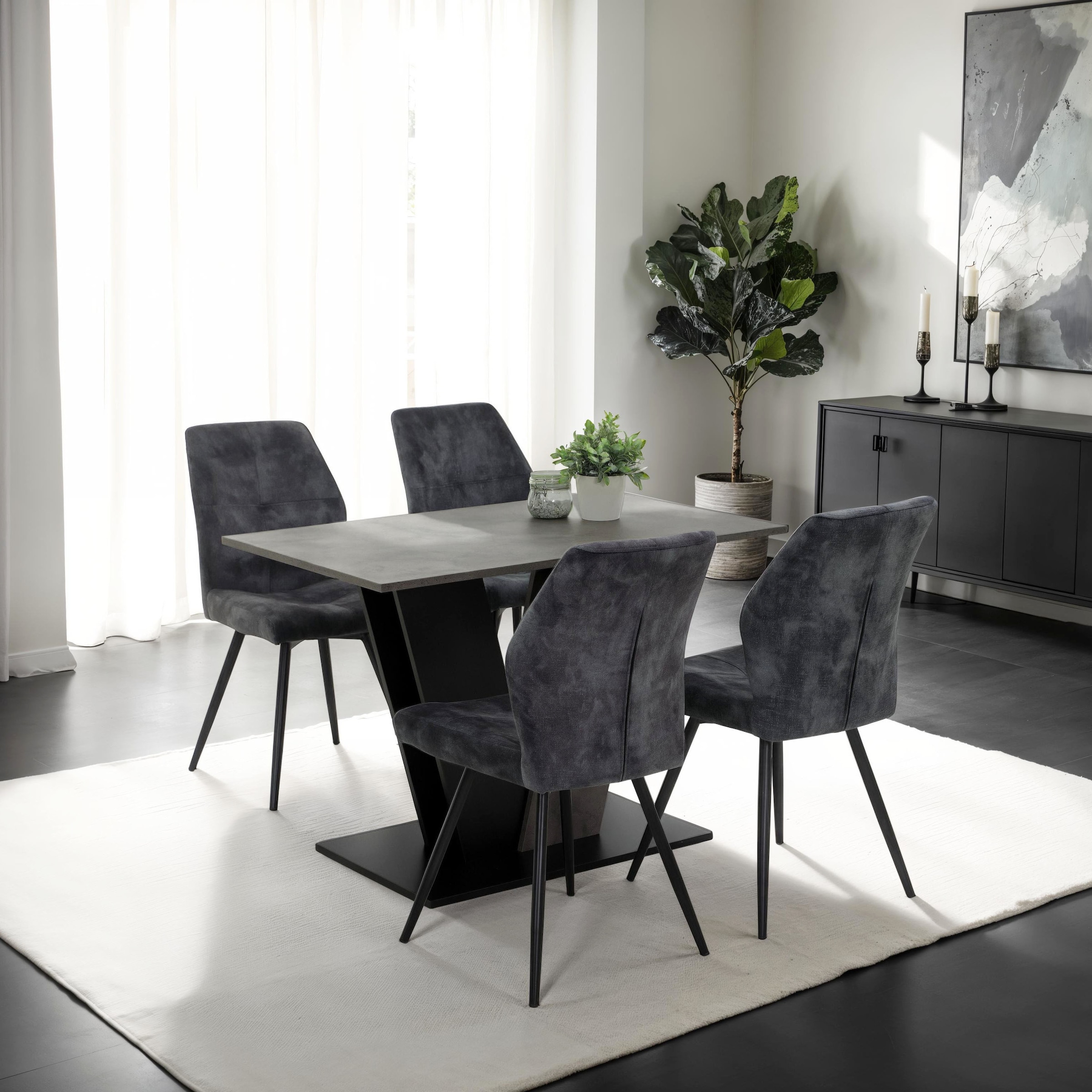 HELA Essgruppe »ELBE« Set, 5 tlg. tlg. Essgruppe, Säulentisch, 4-Fußstuhl 3 günstig online kaufen