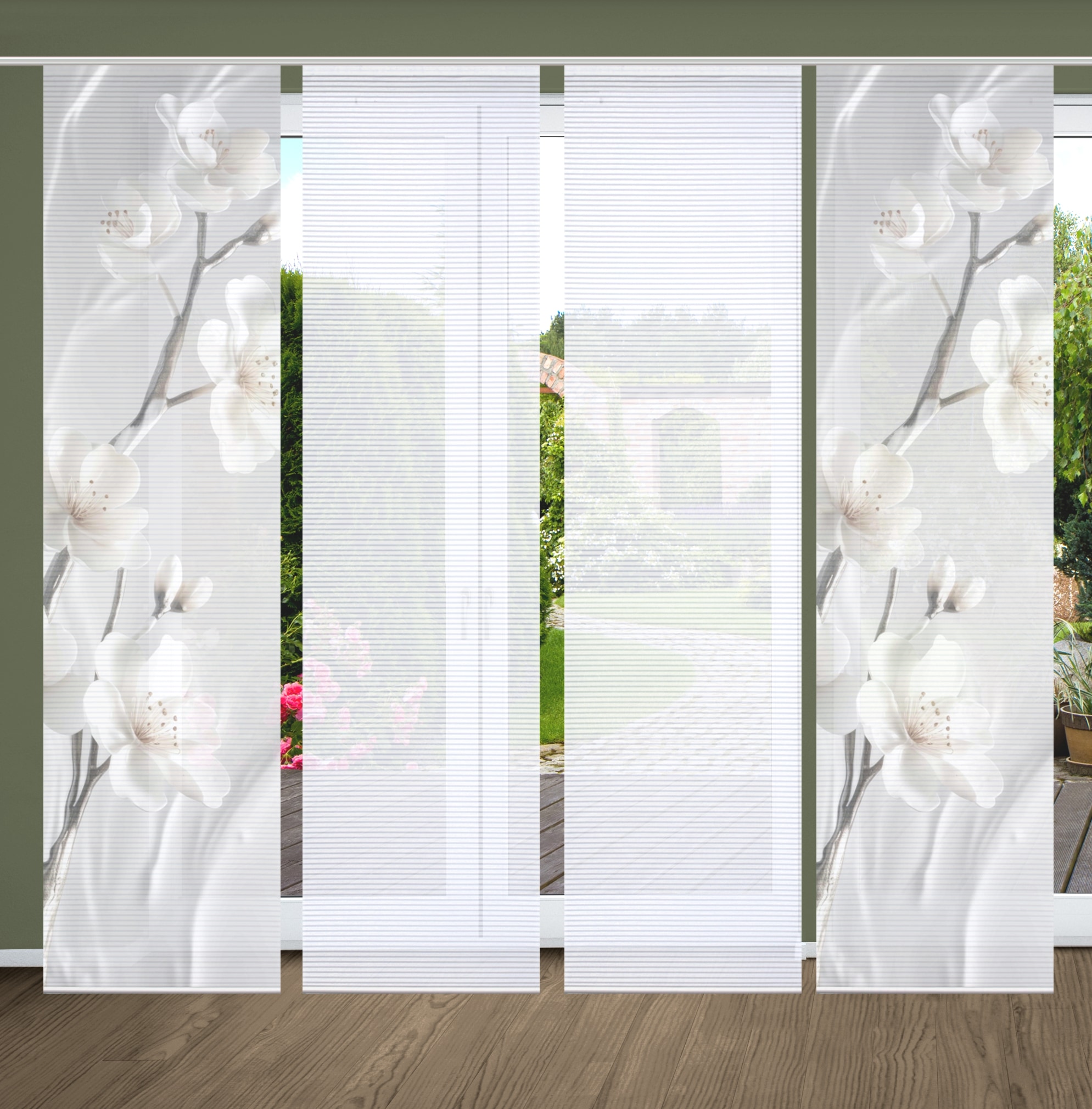 HOME in green Schiebegardine »LAIRA« Paneelwagen 4 Stk. tlg. SET DIGITALDRU günstig online kaufen