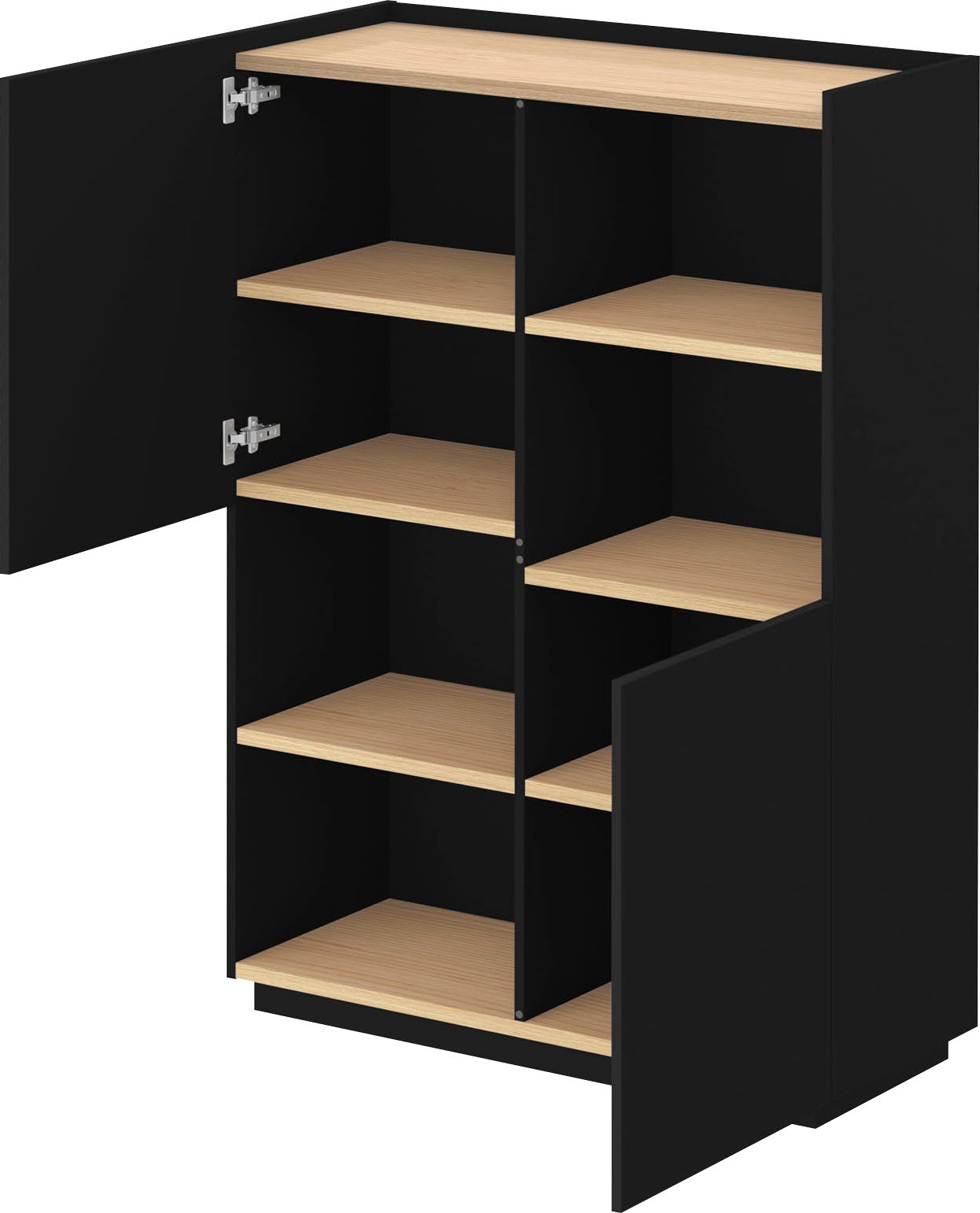 TemaHome Highboard »Nina«, Stauraumschrank aus Echtholzfurnier mit Metallfüssen, Breite 100 cm