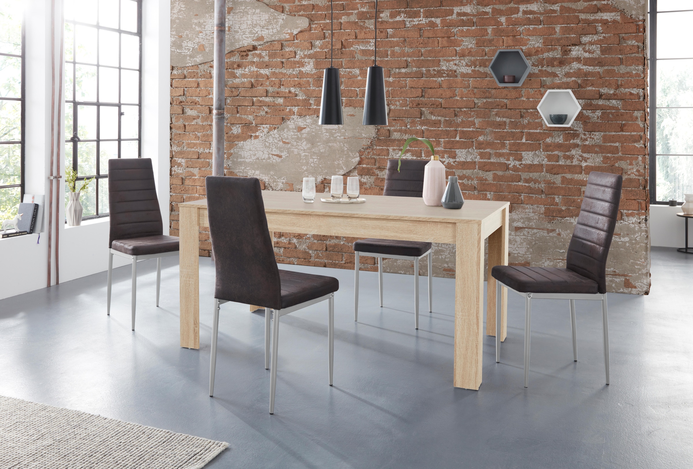 INOSIGN Essgruppe »Lynn160/Kate« Set, 5 Stk. tlg. Tisch mit 4 Stühlen, Bela günstig online kaufen