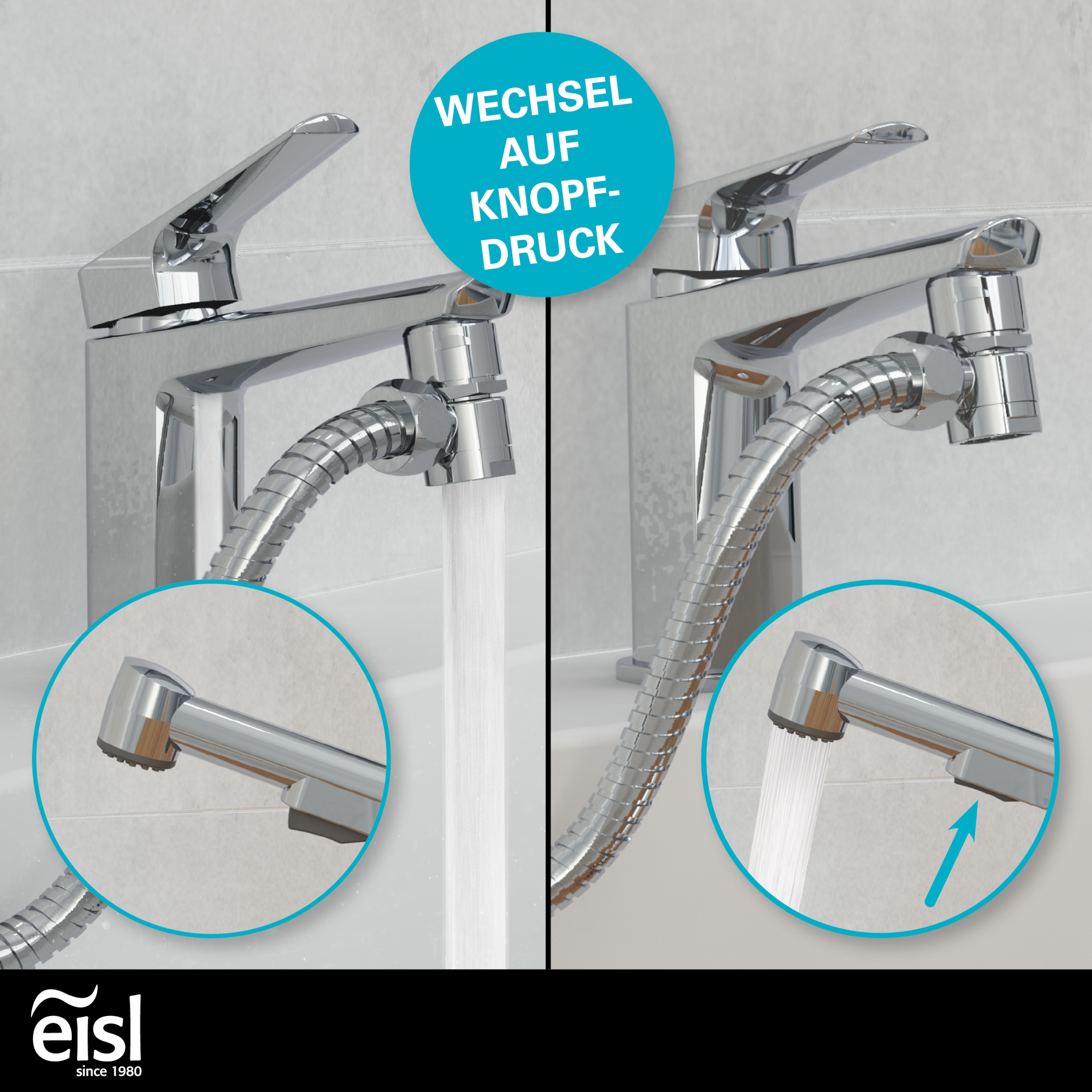 Eisl Brausegarnitur Kunststoff-Brauseschlauch mit Handbrausehalter