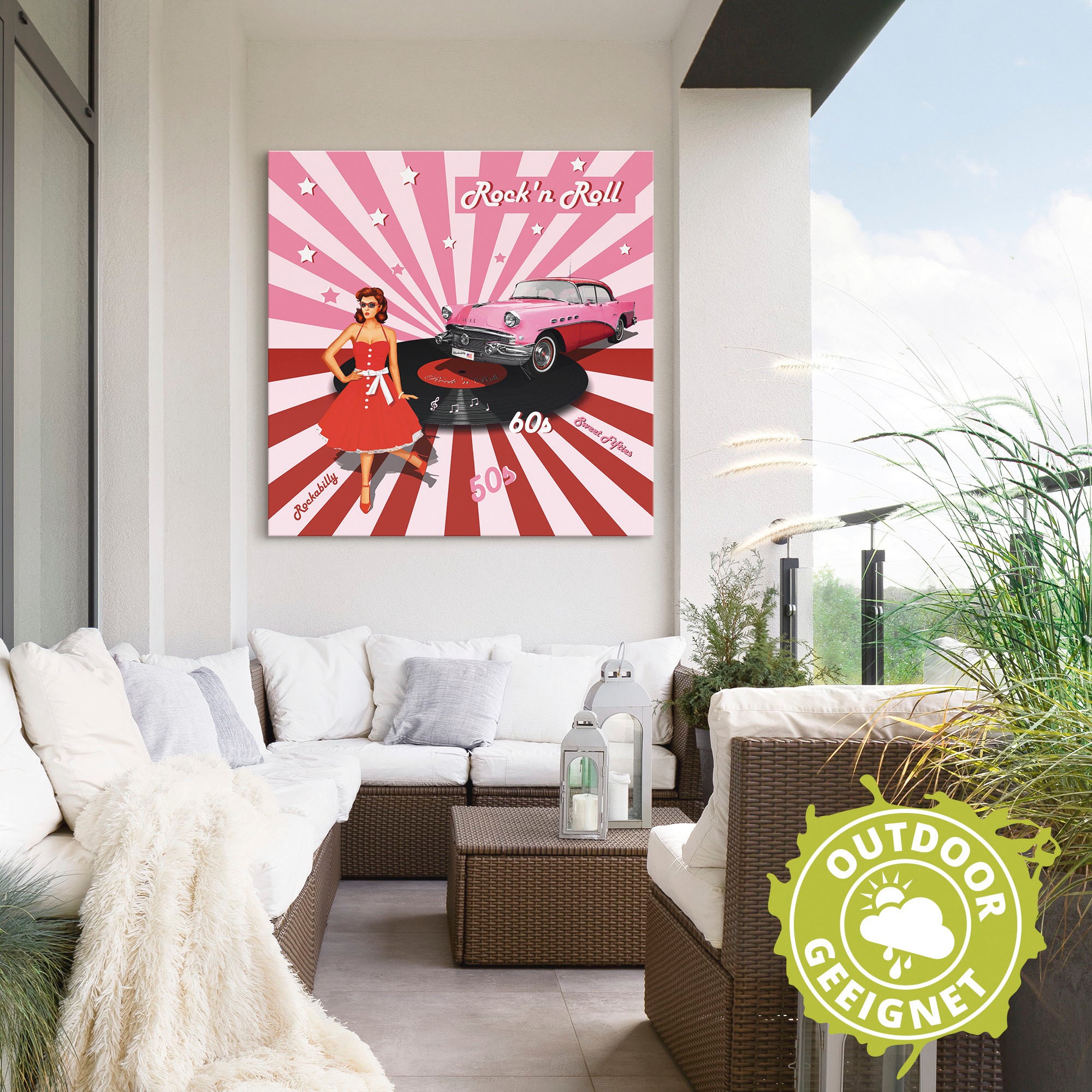 Artland Wandbild »Rock'n Roll die 50er Jahre«, Auto, (1 St.), als Alubild, Outdoorbild, Leinwandbild, Poster, Wandaufkleber