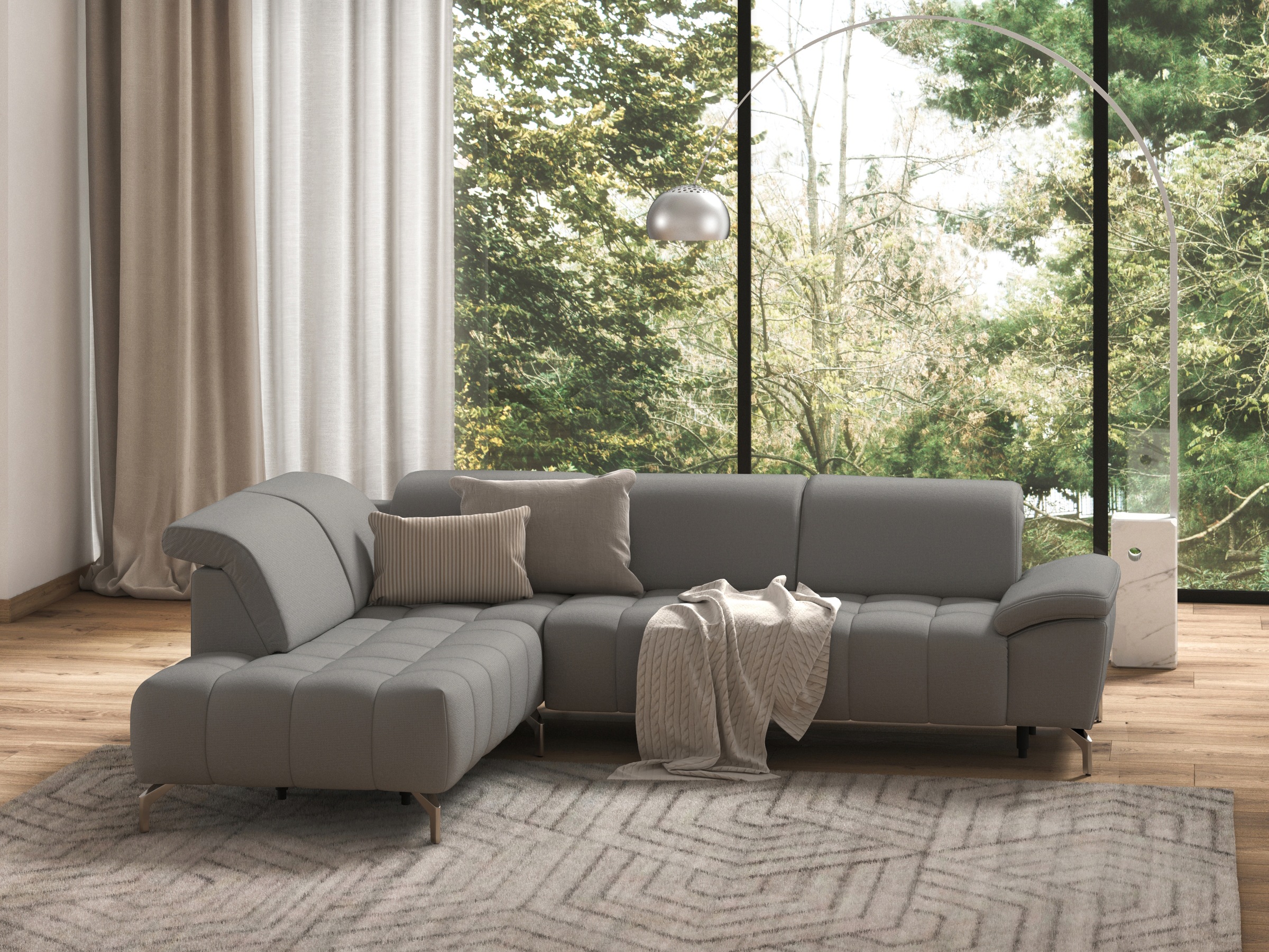 sit&more Ecksofa »Cool L-Form«, wahlweise mit Kopfteilverstellung und Vorziehsitz, motorisch