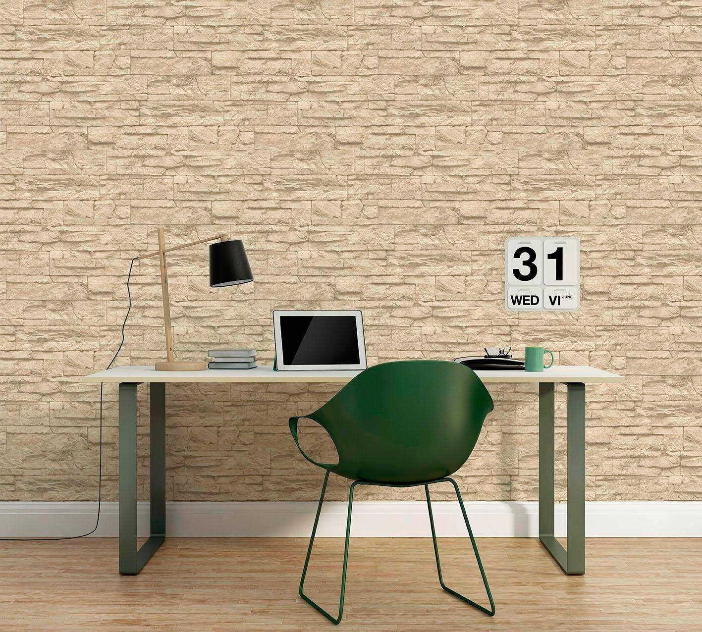living walls Vinyltapete »Best of Wood`n Stone 2nd Edition«, Steinoptik-gemustert-Motiv, Modern Tapete Stein Tapeten Wohnzimmer Schlafzimmer Küche Flur Design
