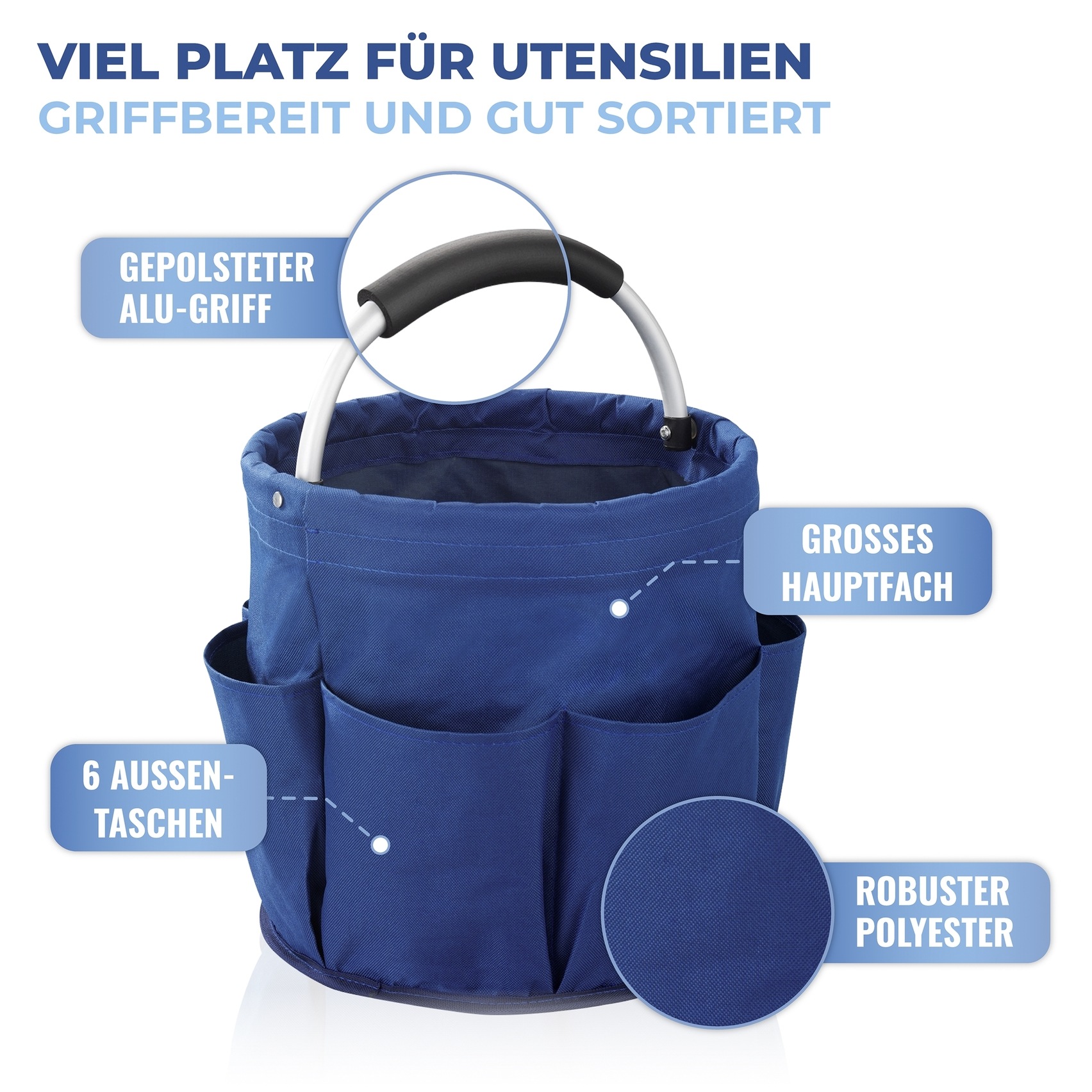 Maximex Organizer »Universal-Reinigungs-Caddy«, (Set, 2 St.), Allzweckkorb mit 6 Außentaschen, ideal für Haushalt, Garten & Camping