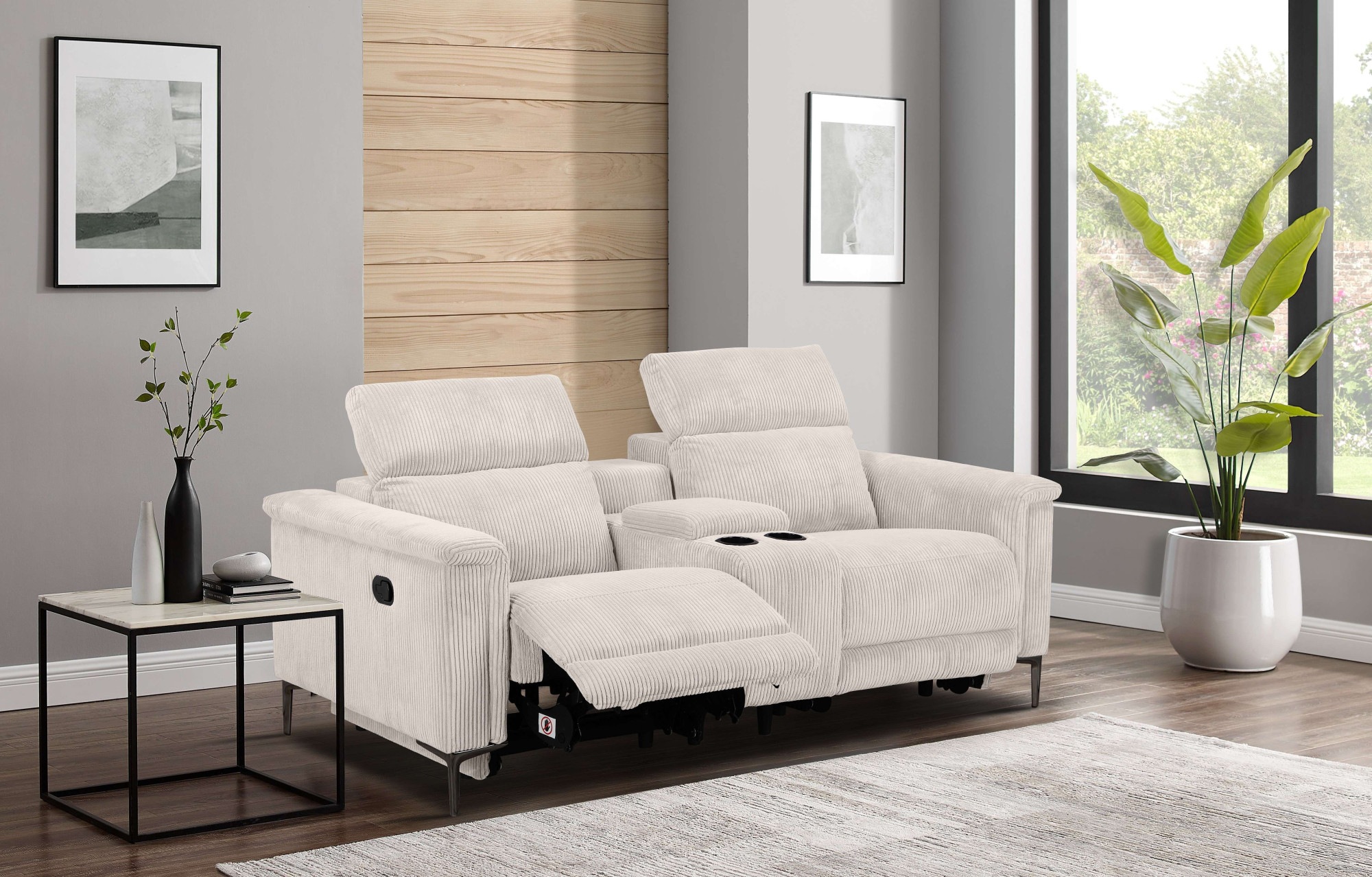 Places of Style 2-Sitzer »Lund in Cord, 2er-Kinosofa, TV-Sessel, Multimedia-Sofa, USB-A,«, m. elektrischer o. manueller Relaxfunktion, Getränkehalter u. Staufach
