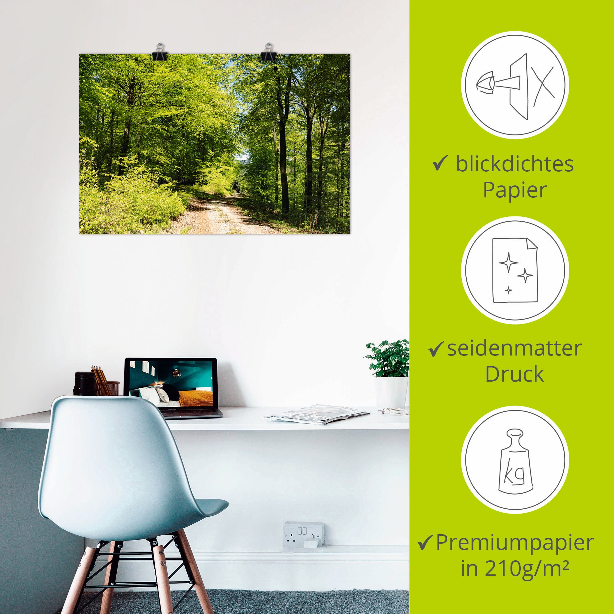 Artland Wandbild »Blauer Himmel über dem Wald im Mai«, Wald, (1 St.), als Leinwandbild, Poster in verschied. Größen