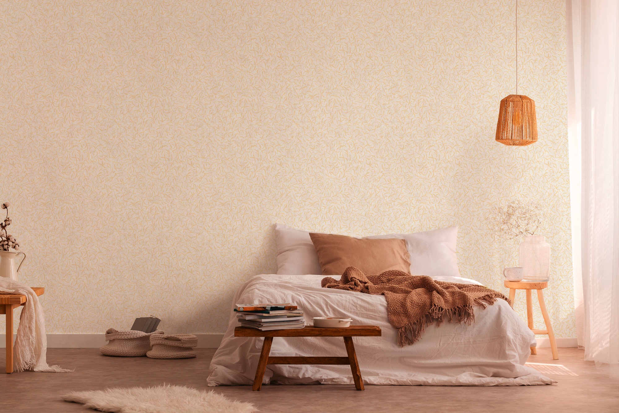 A.S. Création Vliestapete »Terra Tapete Floral«, matt-gemustert-neutral, Landhaus-Tapete Natur Tapeten Wohnzimmer Schlafzimmer Küche Flur Optik