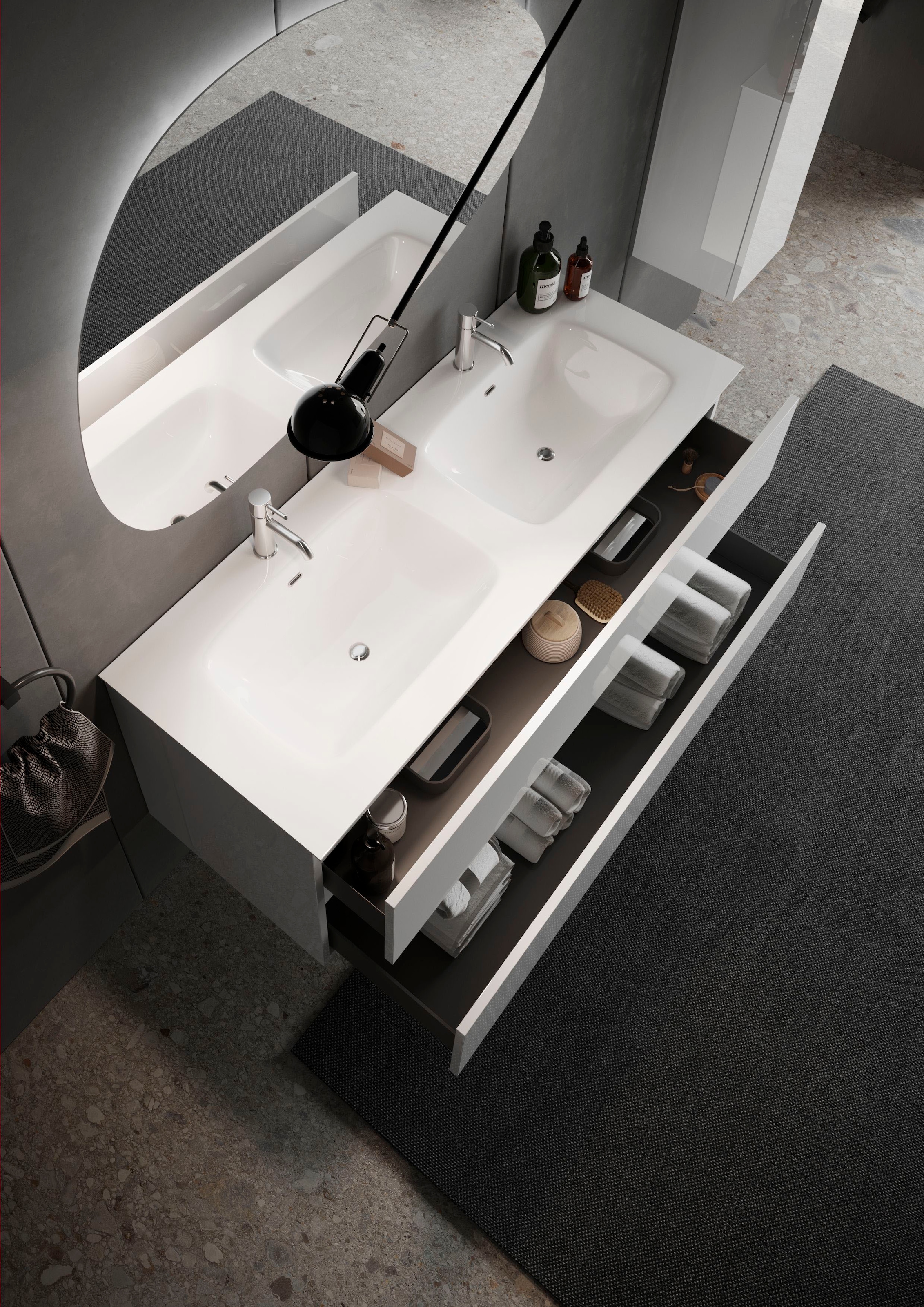 welltime Badspiegel »Stone«, asymmetrisch, Breite 101 cm, Höhe 67 cm, mit LED Beleuchtung