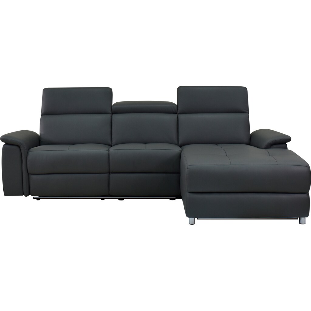 Places of Style Ecksofa »Pareli 259cm mit Recamiere in Echtleder, Kunstleder, Webstoff, mit«, man. o. elektr. Relaxfunktion, USB/Kopfteilverstellg u. LED