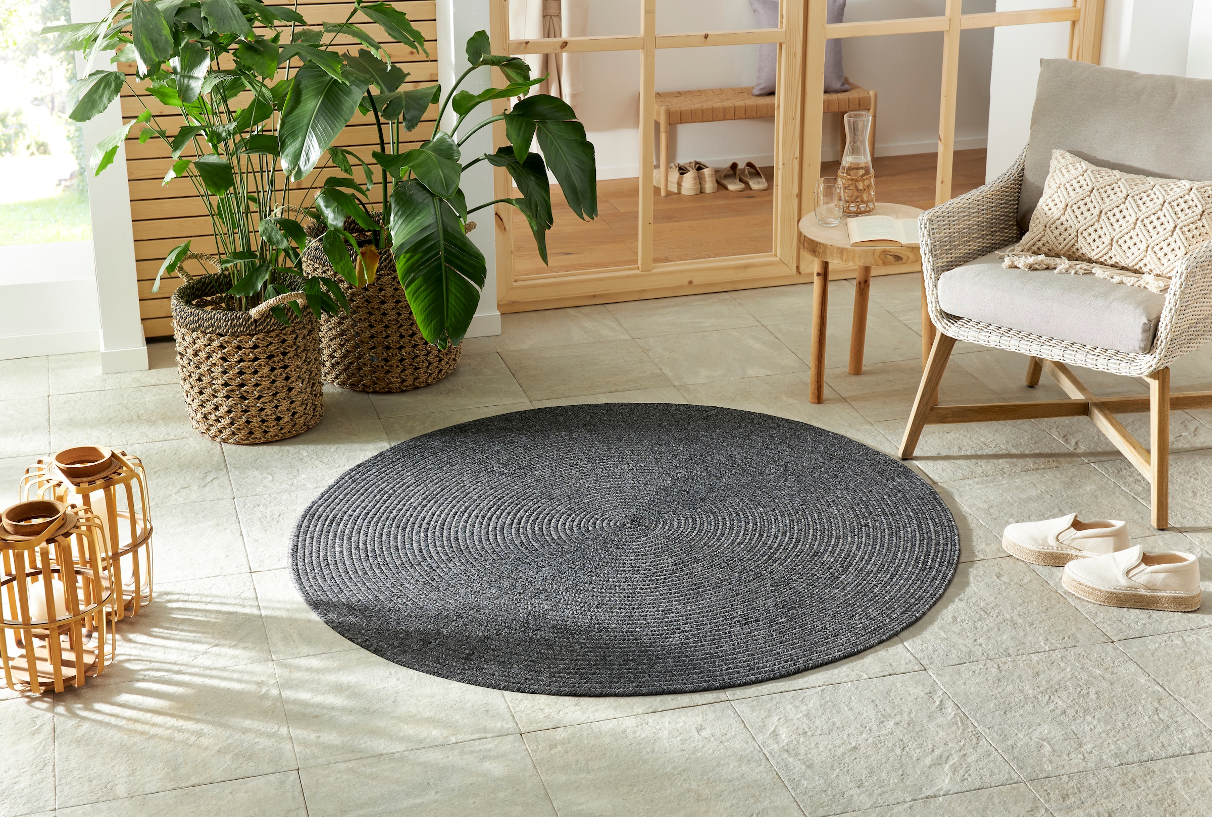 NORTHRUGS Teppich »Trenzado«, rund, 10 mm Höhe, In- & Outdoor, Handmade-Loo günstig online kaufen