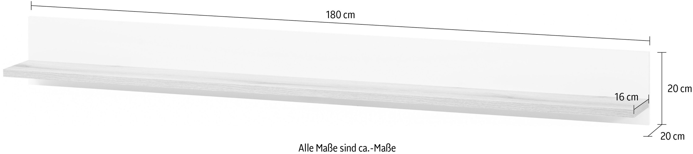 INOSIGN Wandboard »Salerno, modernes Wandregal, Wandhalter mit Ablagefläch, 180 cm breit«, vielseitig einsetzbares Hängeregal, Weiß mit Eiche Evoke Dekor
