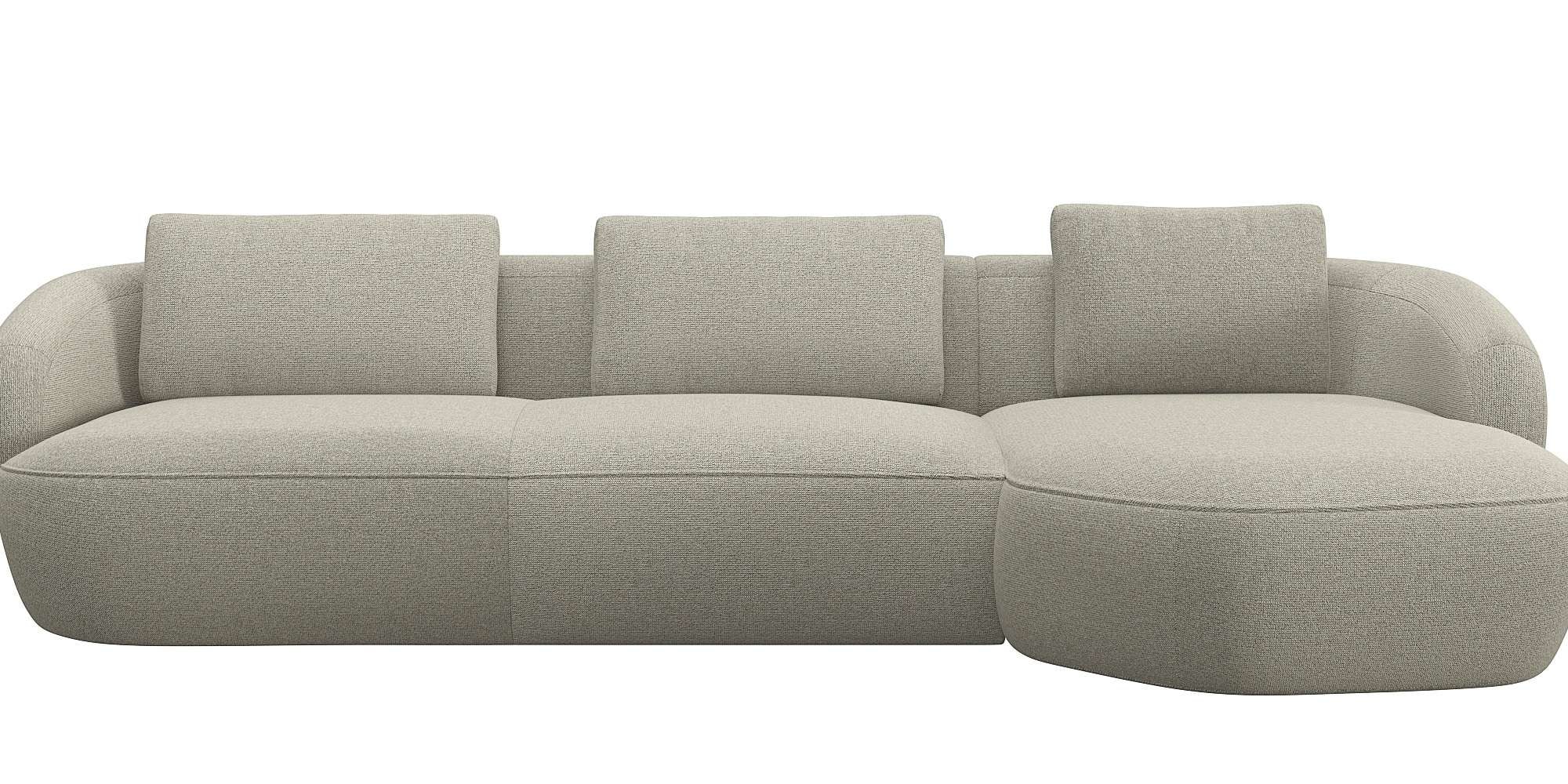 FLEXLUX Wohnlandschaft »Torino, rund, L-Form, Sofa-Ecke mit Recamiere, Longchair-Sofa« Modernes, organisches Sofa-Design, Kaltschaum, Wellenunterfederung