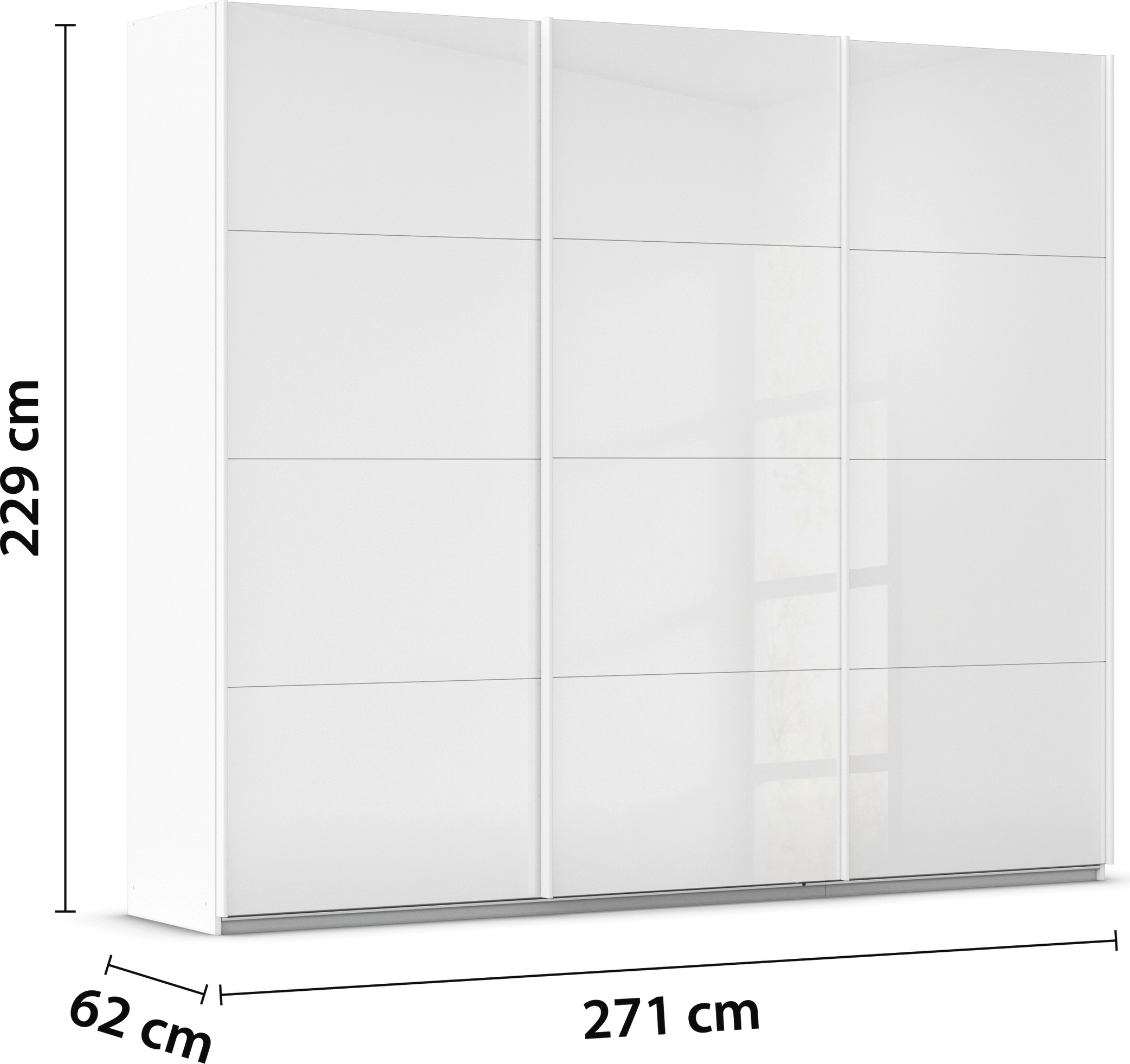 rauch Schwebetürenschrank »Kleiderschrank Schrank Garderobe AGORDO mit Glasfront«, durchdachte Innenausstattung, in 4 Breiten und 2 Höhen MADE IN GERMANY