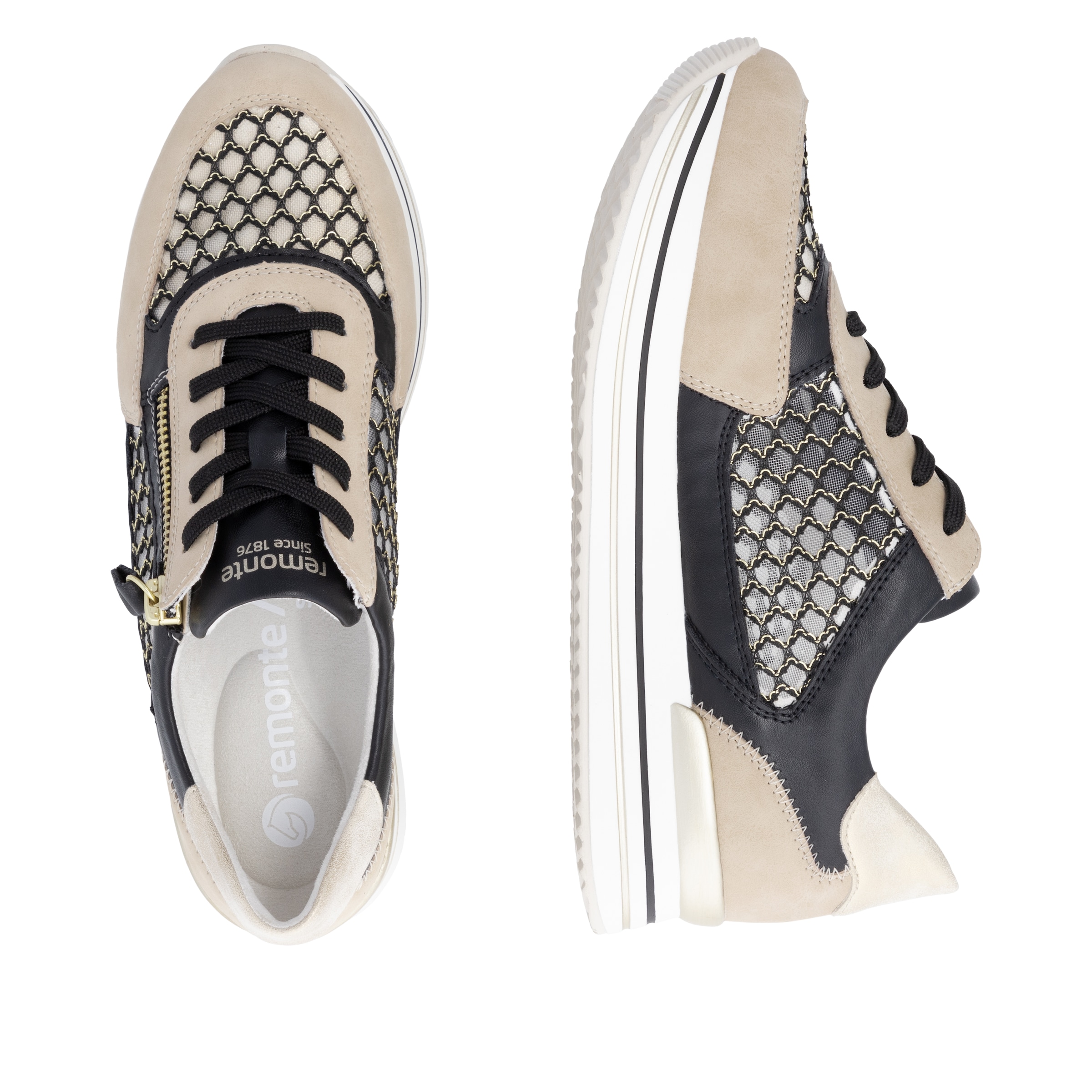 Remonte Plateausneaker  , Freiezitschuh, Halbschuh, Schnürschuh, vegan, Kontrastbesatz