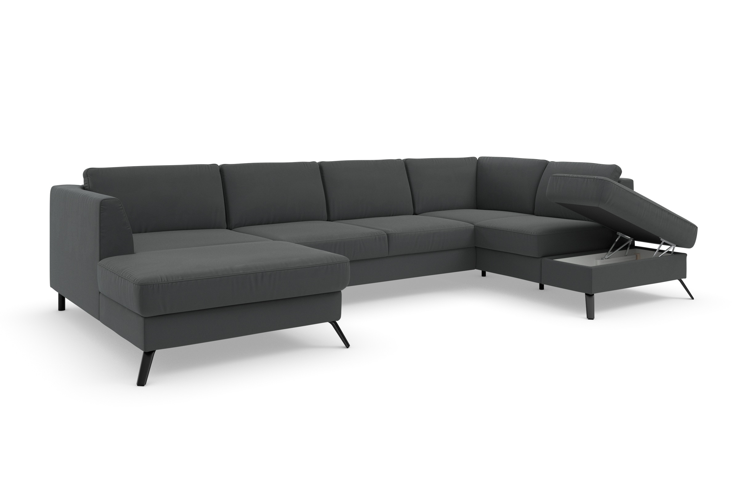 sit&more Wohnlandschaft »Olsen U-Form«, inklusive Sitztiefenverstellung, wahlweise mit Bettfunktion, 15cm hoch