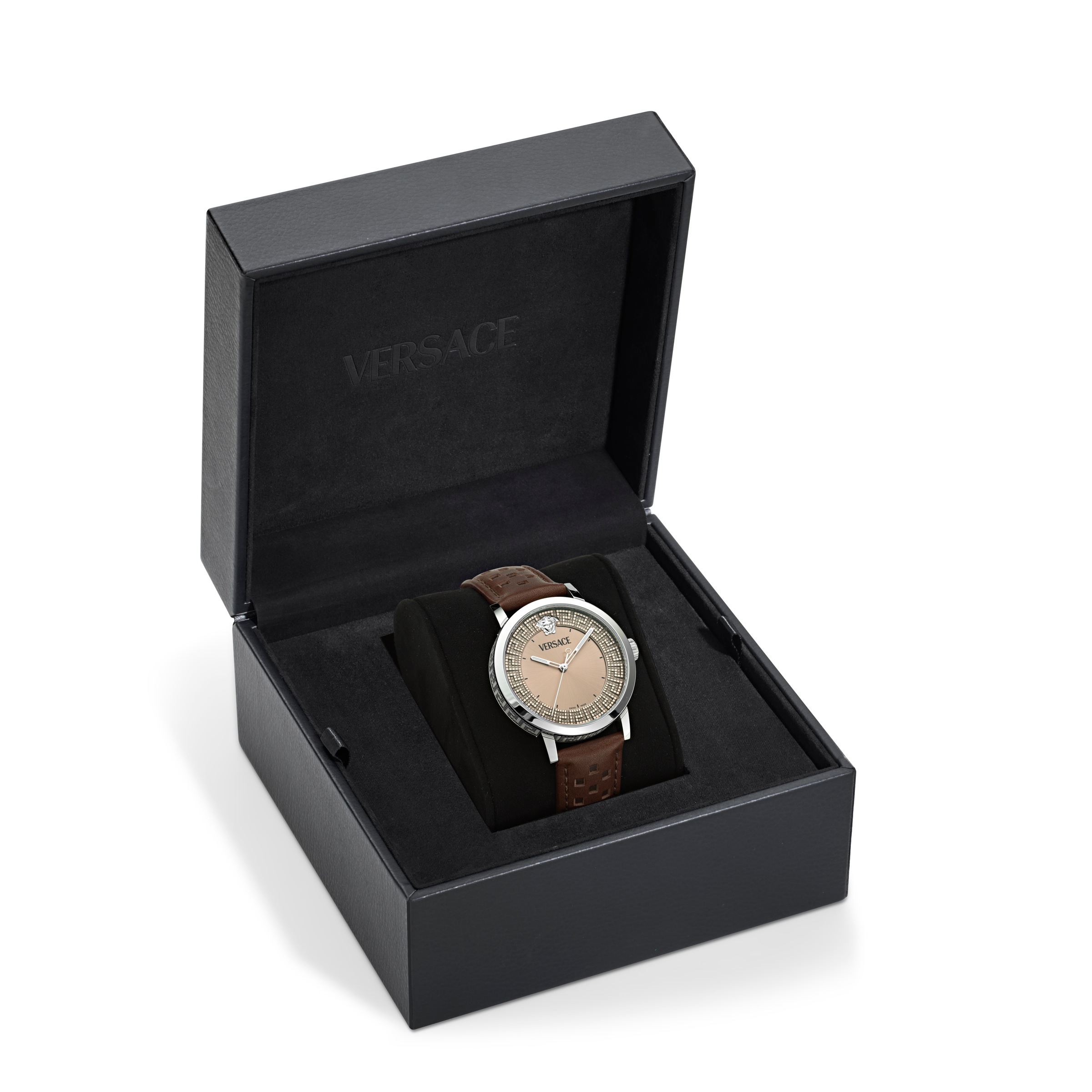 Versace Quarzuhr »ALBIREO« Armbanduhr, Damenuhr, Herrenuhr, Swiss Made, Lederarmband, analog