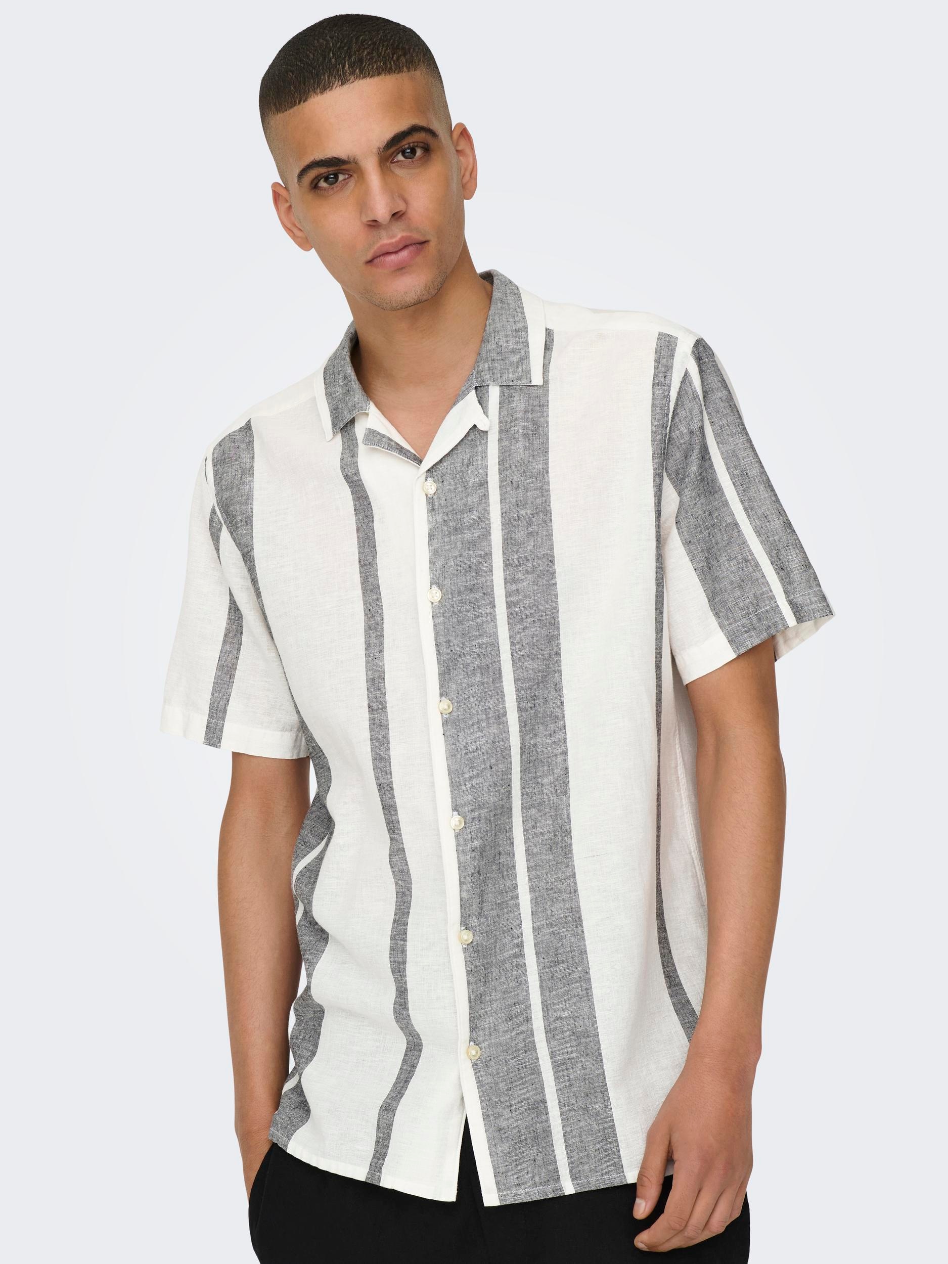 ONLY & SONS Kurzarmhemd »ONSCAIDEN SS STRIPE LINEN RESORT NOOS«