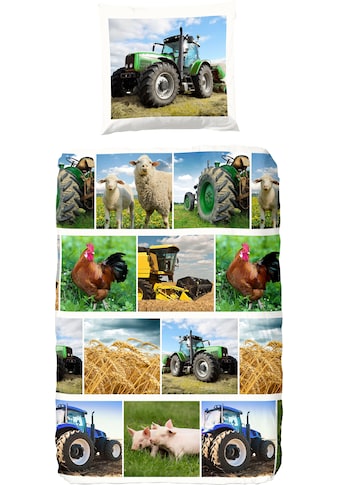 Kinderbettwäsche »Agri«, (2 tlg.), mit Traktoren bedruckt