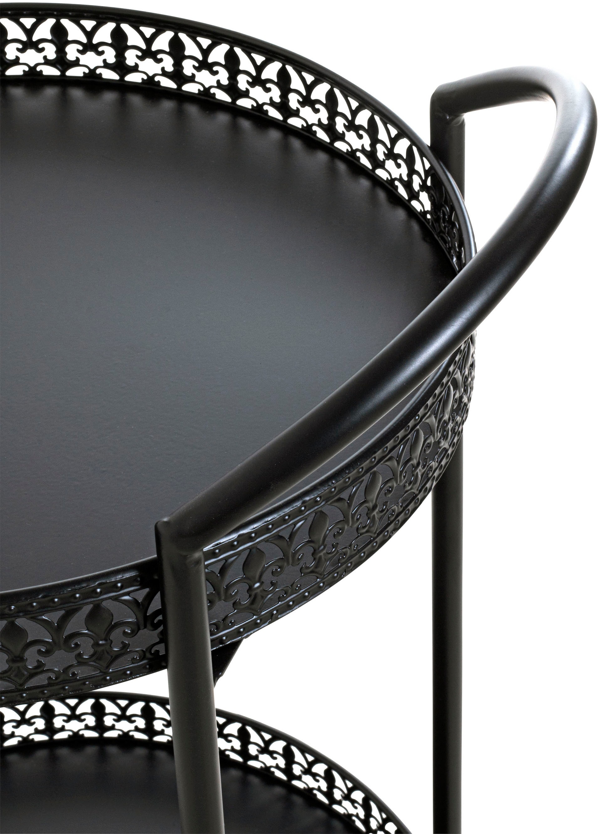 HAKU Servierwagen »Dinett, Kaffeetisch, Küchenwagen, Serviertisch, Teewagen, Trolley« 1 Stk. tlg. rund - aus Metall Schwarz - Ø/H /71 cm