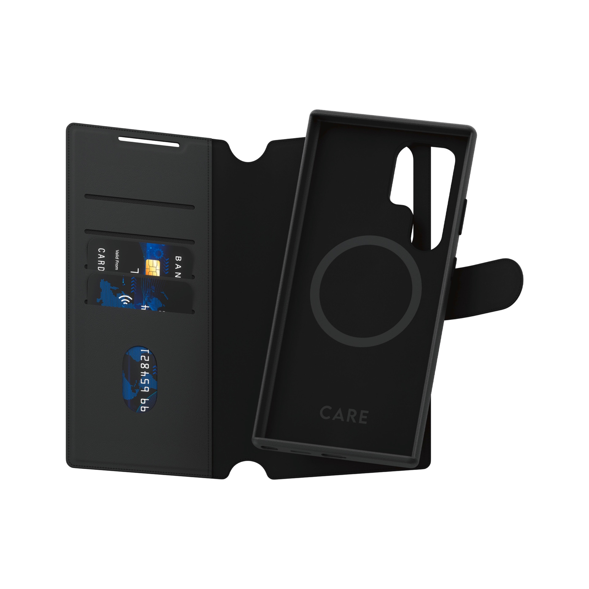 CARE by PanzerGlass Handyhülle »Magnetic QI Tango Two-in-One Wallet Case für Samsung Galaxy S25 Ultra«, Backcover, Schutzhülle, Handyschutzhülle, Case, Schutzcase, stoßfest