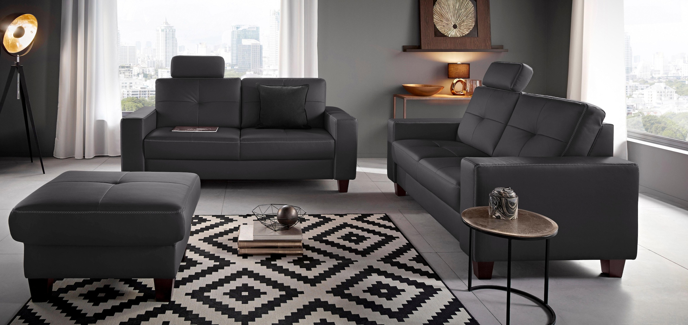 Places of Style Polsterhocker "Varese", mit Federkern, optional mit Staurau günstig online kaufen