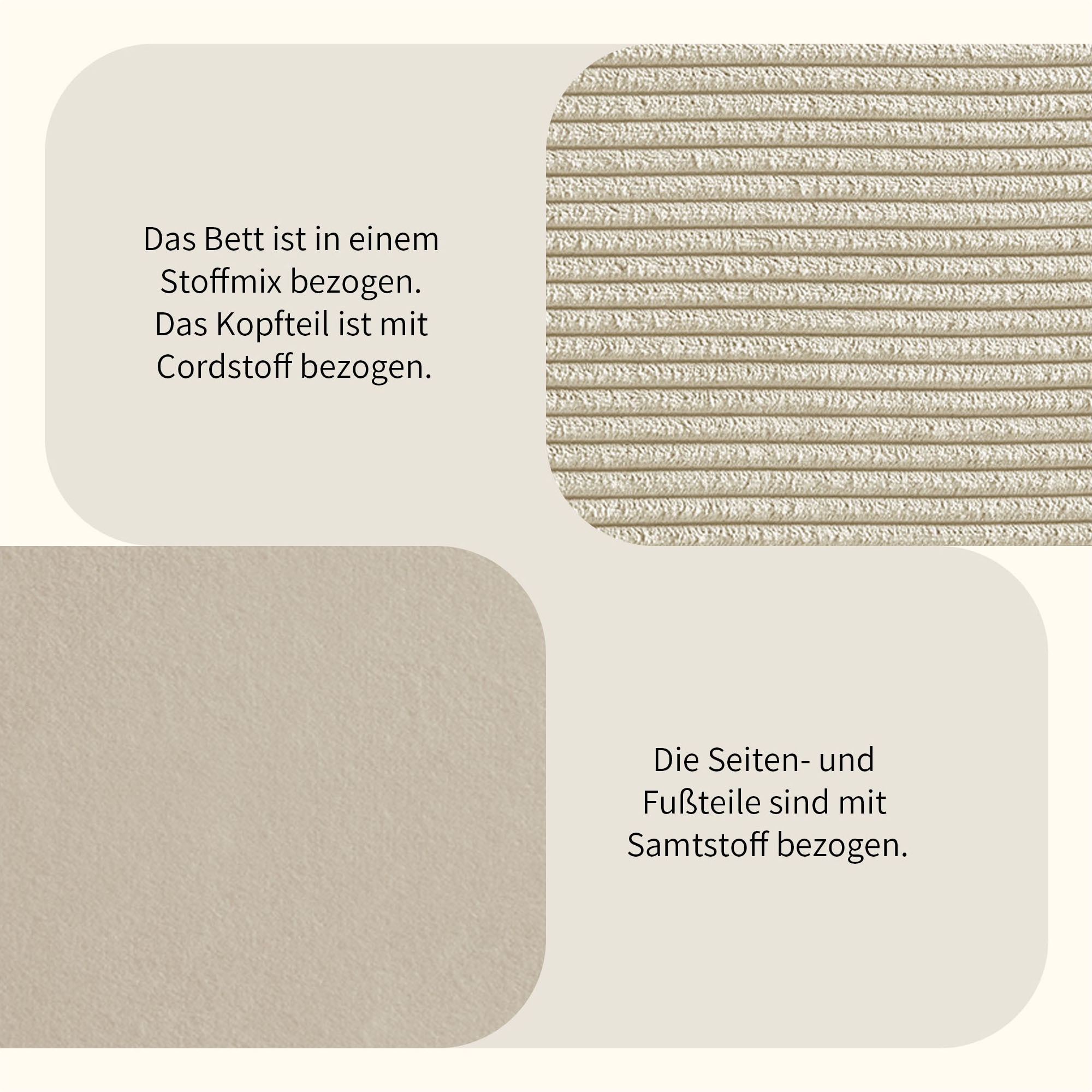 Home affaire Polsterbett »Armandine inkl. Lattenrost« Kopfteil mit Cordbezug, erhältlich in den Breiten 140cm & 180cm