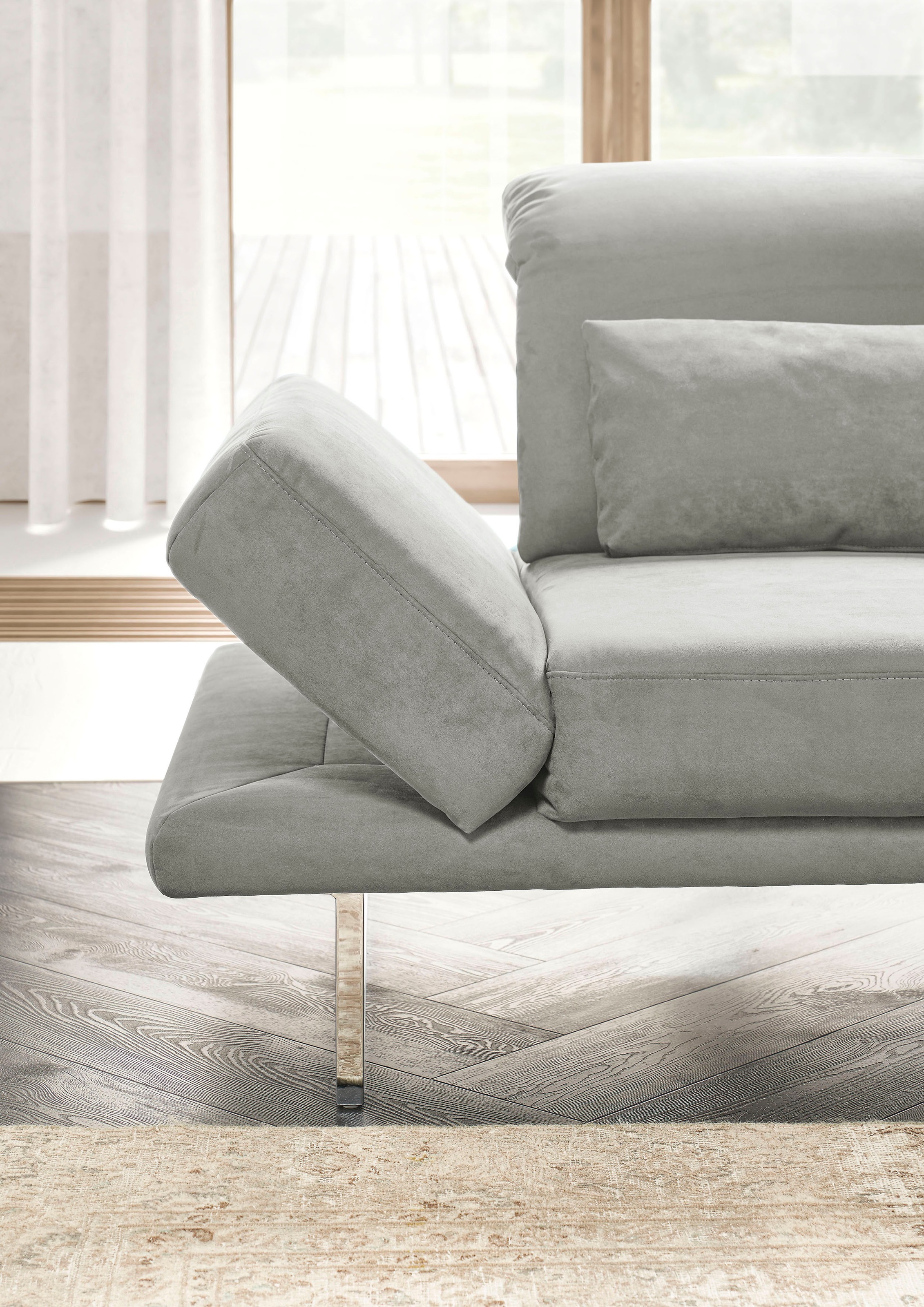 3C Candy Ecksofa »Mallow Designsofa mit Komfortfunktionen, modern und bequem, L-Form«, Verstellbare Armlehne und Kopfteil, manuelle Sitztiefenverstellung