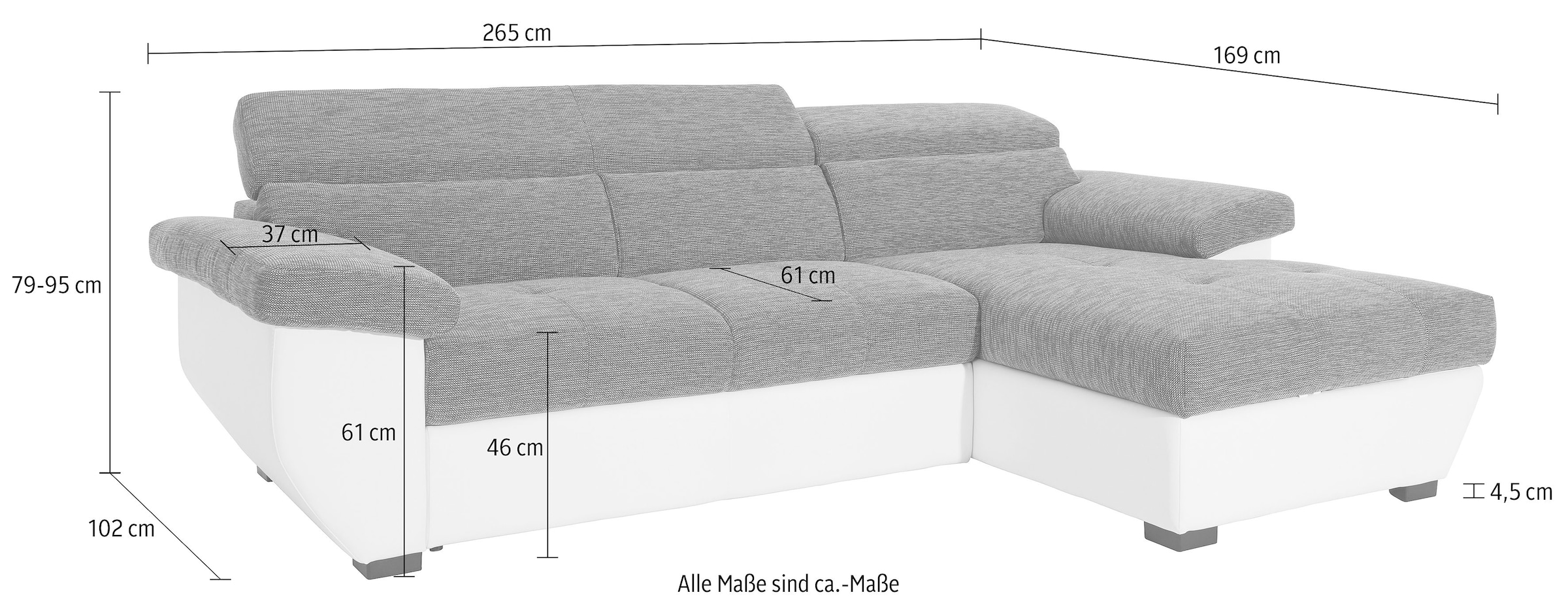COTTA Ecksofa »Speedway L-Form«, mit Kopfteilverstellung, wahlweise mit Bettfunktion & Bettkasten