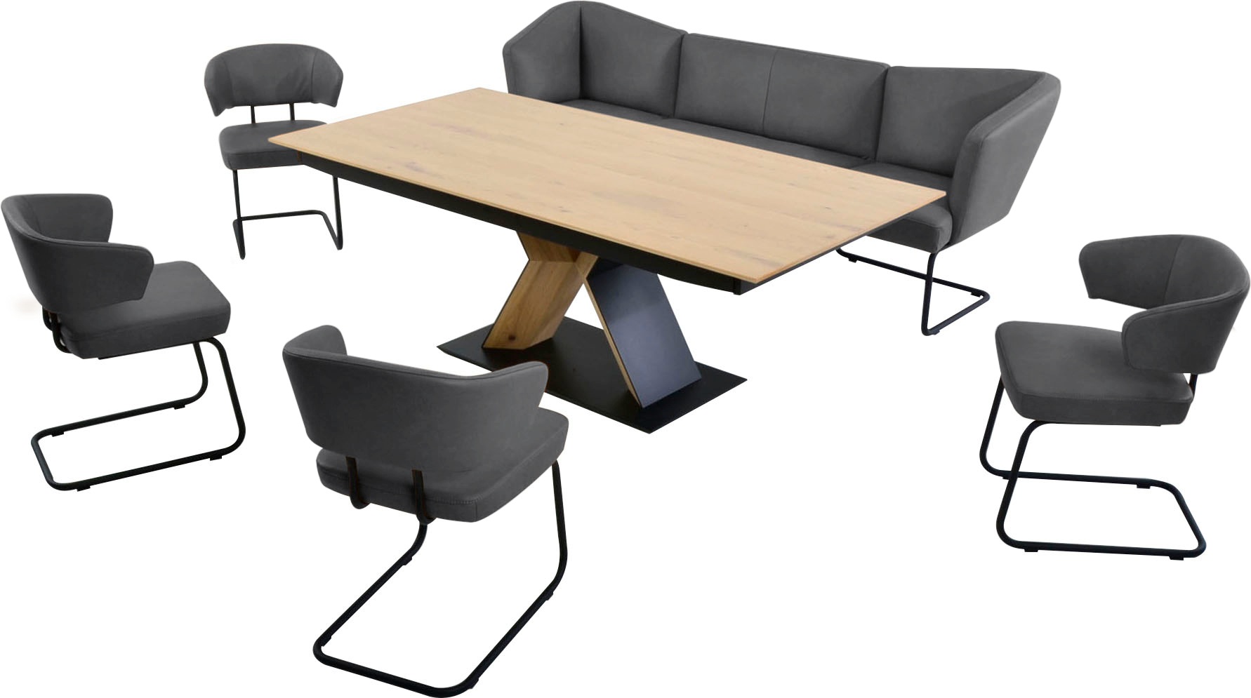 K+W Komfort & Wohnen Essgruppe »Mikkado Tube« 6 Stk. tlg. 4 Freischwinger u günstig online kaufen