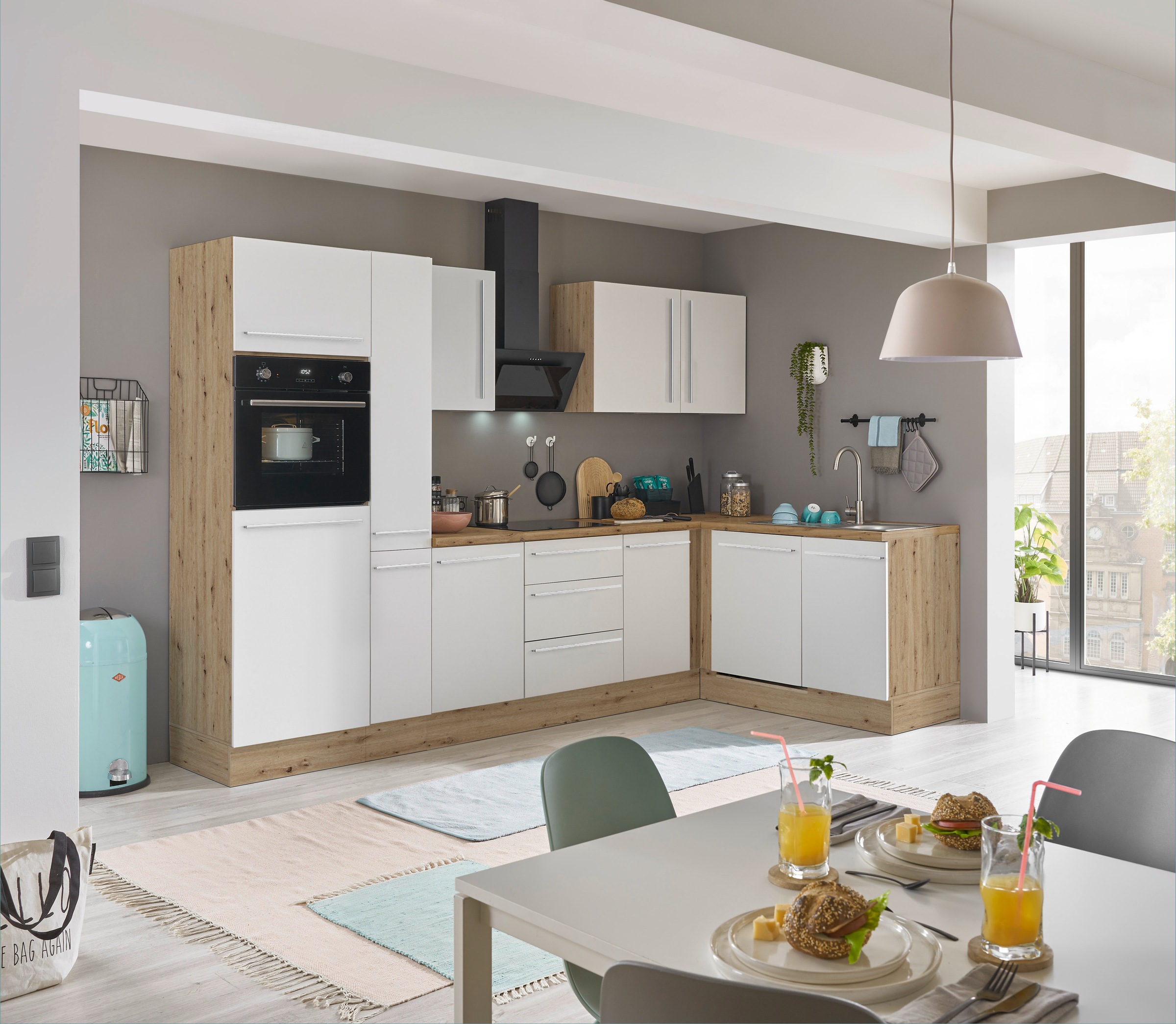 KOCHSTATION Winkelküche »Florida, Stellbreite 310x175 cm«, wahlweise mit E-Geräten, mit Softclose für Türen und Schubkästen