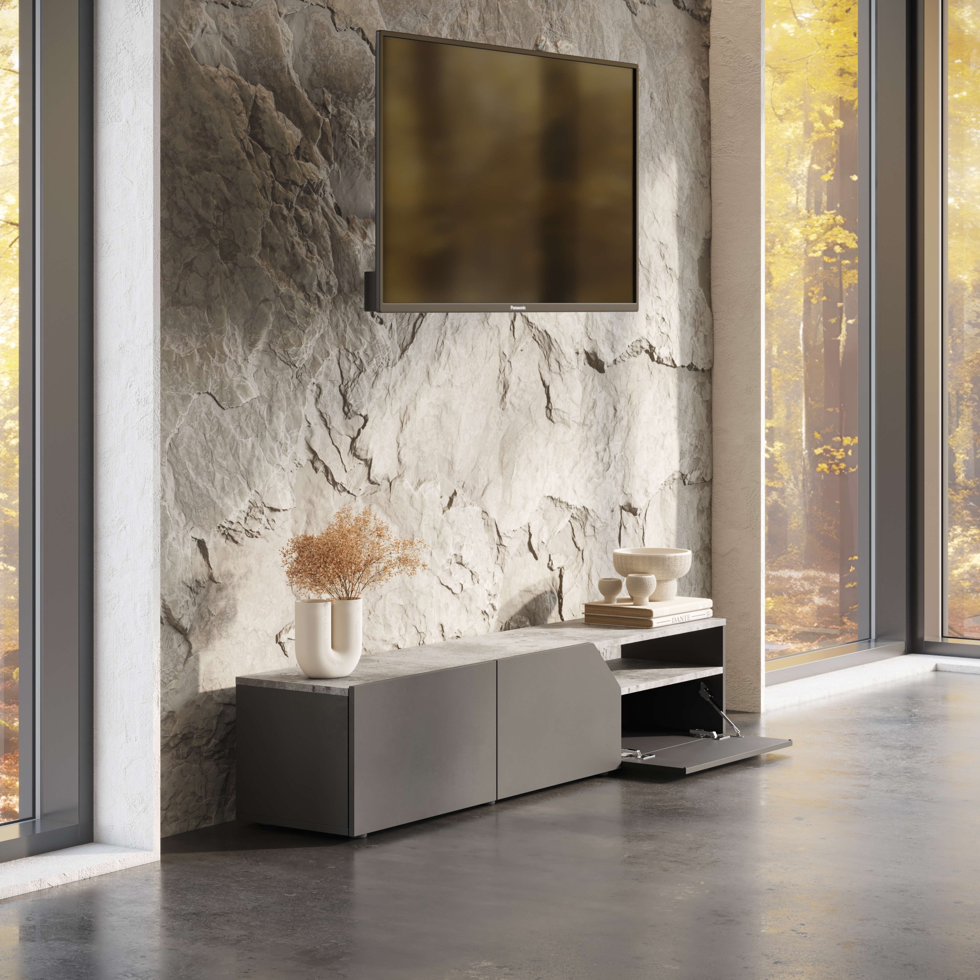 TemaHome TV-Bank »Verone TV Tisch, platsparendes Design, Lowboard,«, praktische Türen, offenes Fach, Breite 180 cm
