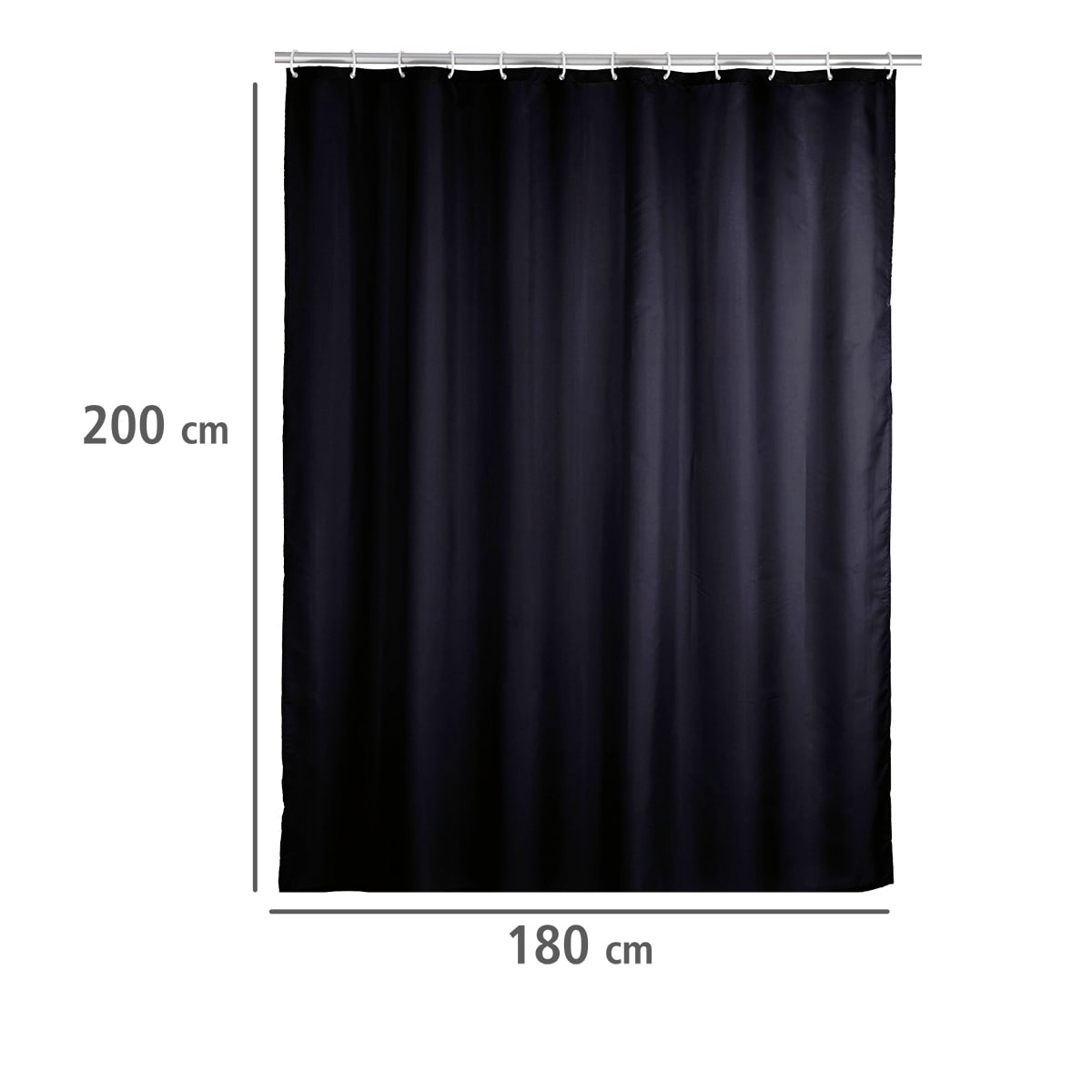 WENKO Duschvorhang »Uni Black«, Höhe 200 cm, Polyester, waschbar