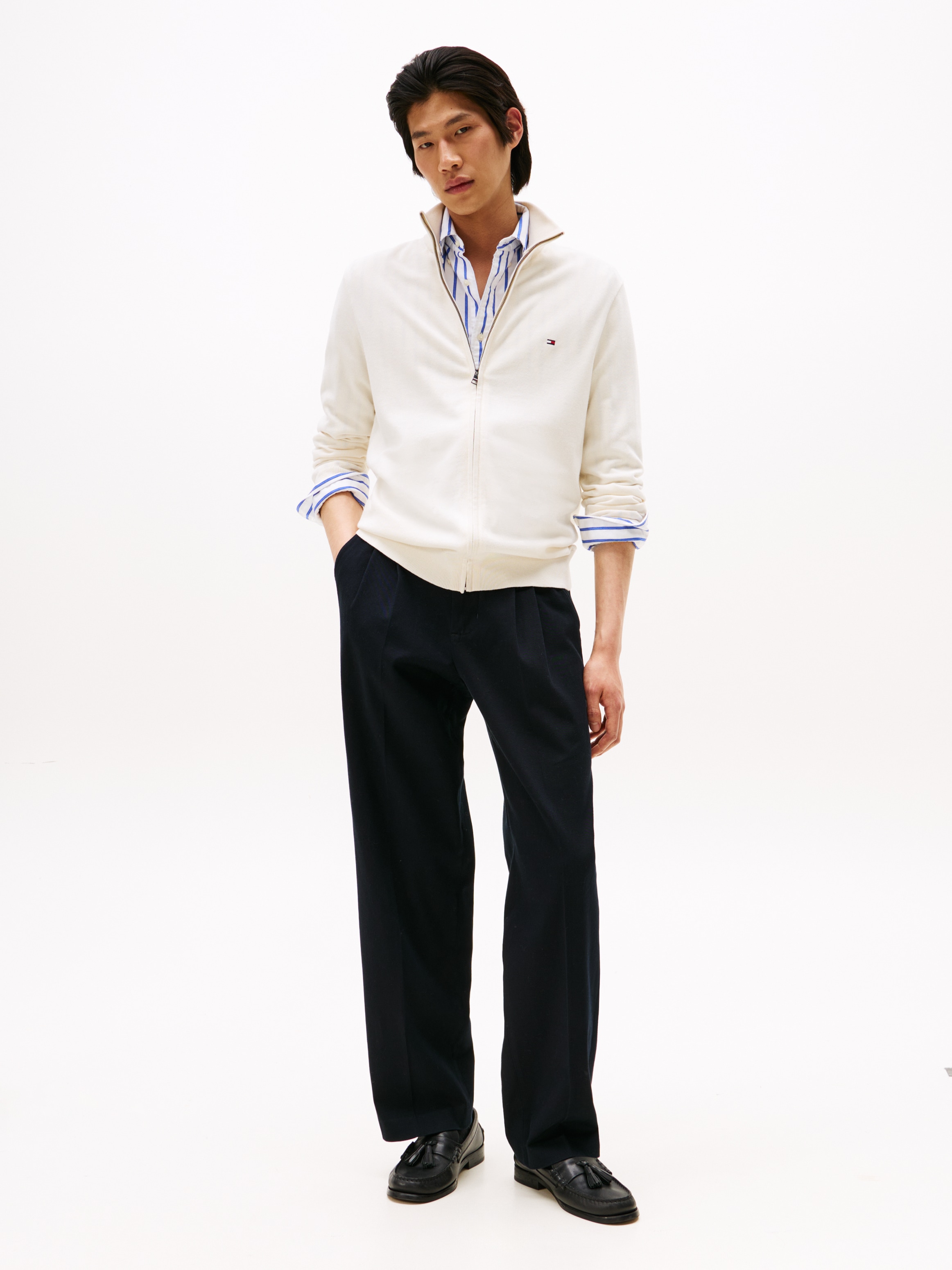 Tommy Hilfiger Strickjacke »ESSENTIAL COTTON ZIP THRU«