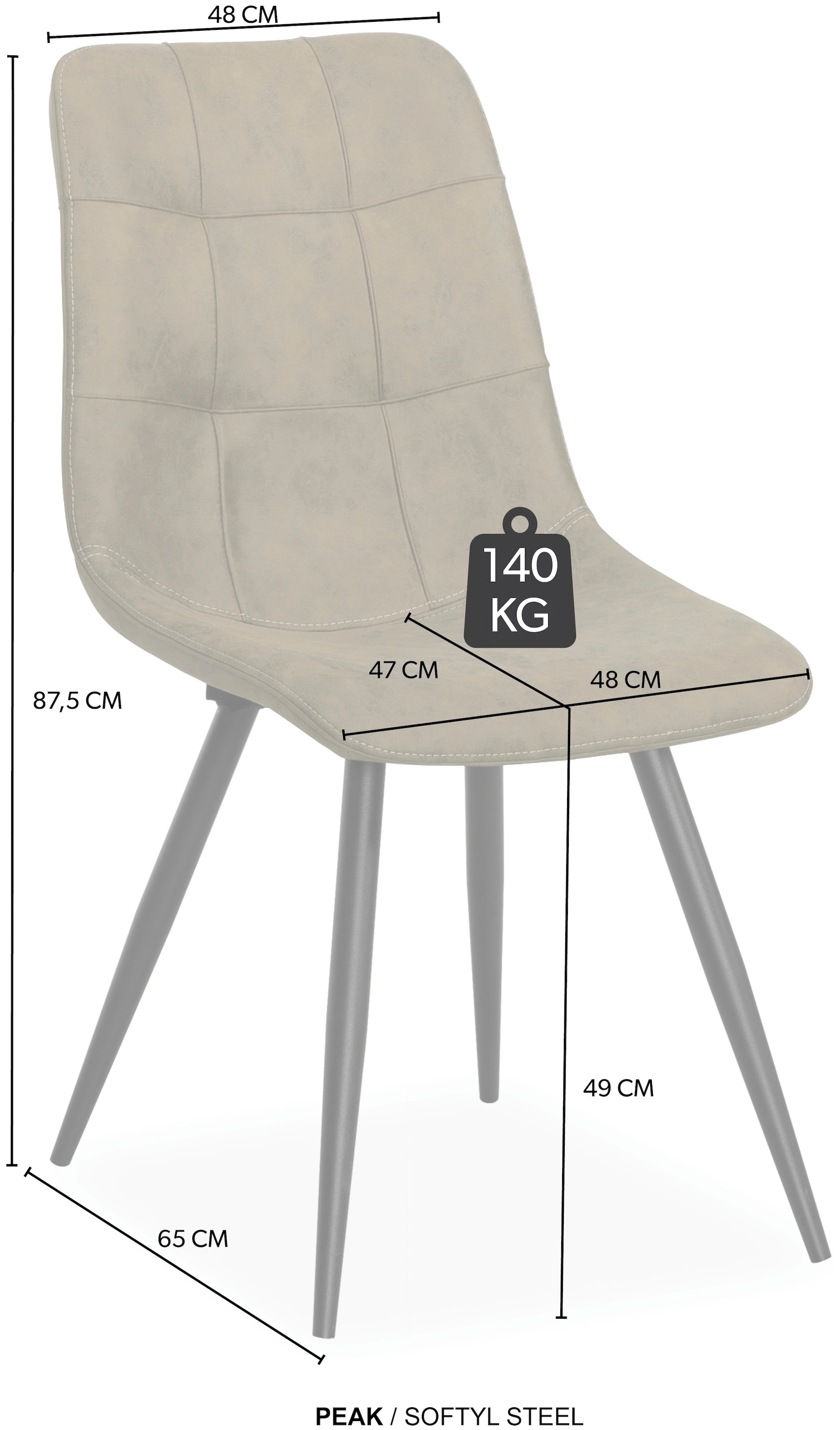 OMG Design Esszimmerstuhl »Peak«, (Set), 2 St., Stoff, moderne Sitzschale in Microfaser Lederoptik