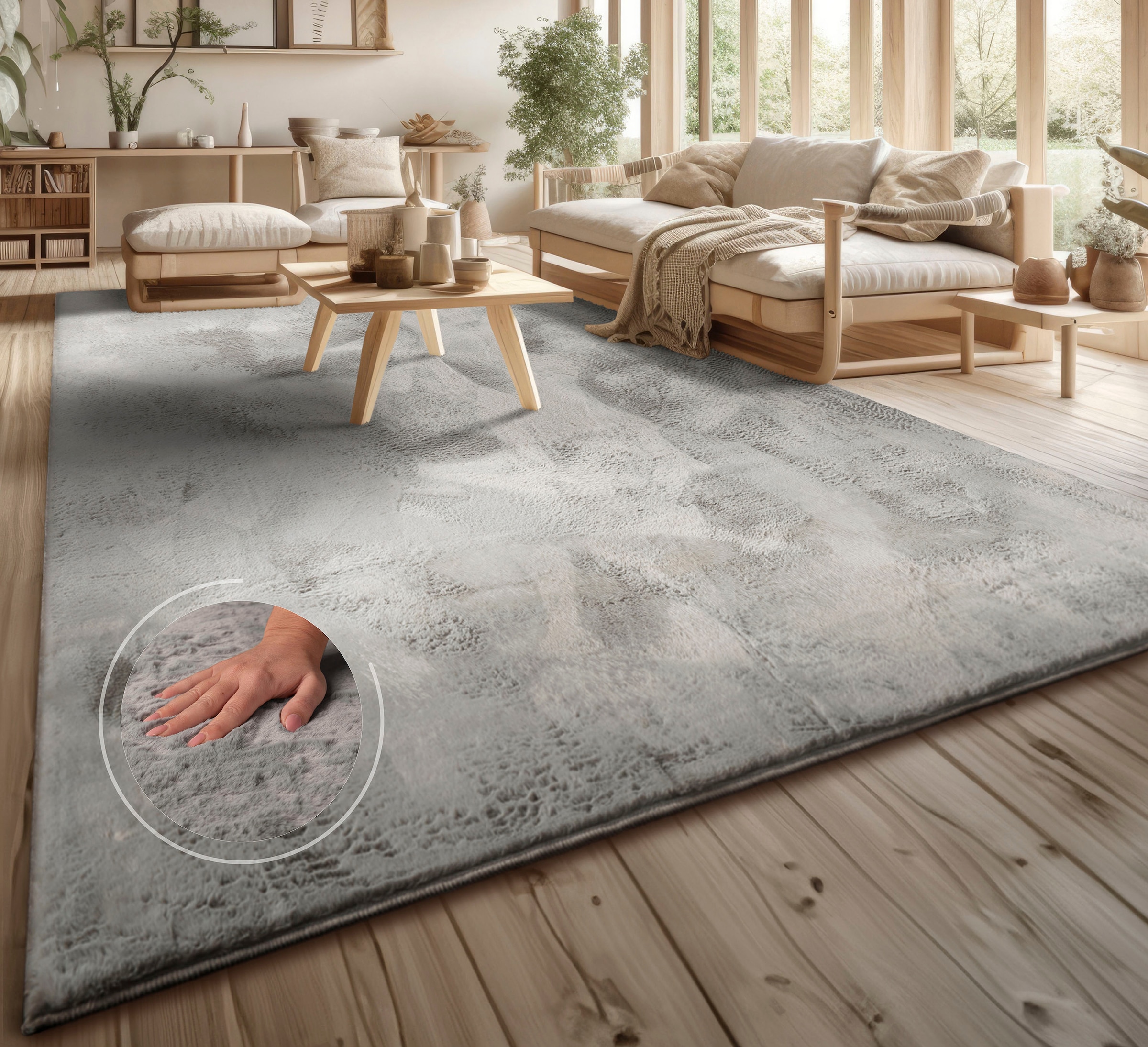 Fellteppich »Lottano«, rechteckig, 14 mm Höhe, Langflor, Kunstfell, Uni Far günstig online kaufen