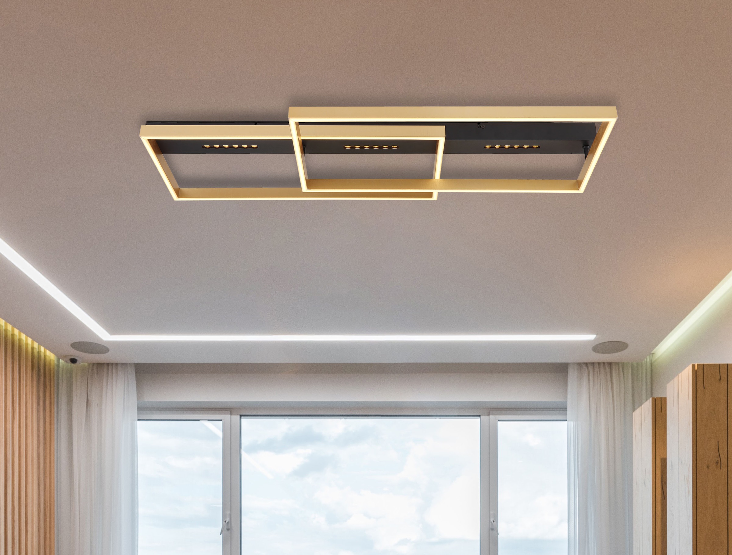 GLOBO LIGHTING LED Deckenleuchte »LUFFY« LED-Modul 1 Stk. Warmweiß Deckenlampe/LxBxH: 900x398x102mm/Wohnzimmer/Schlafzimmer/modern