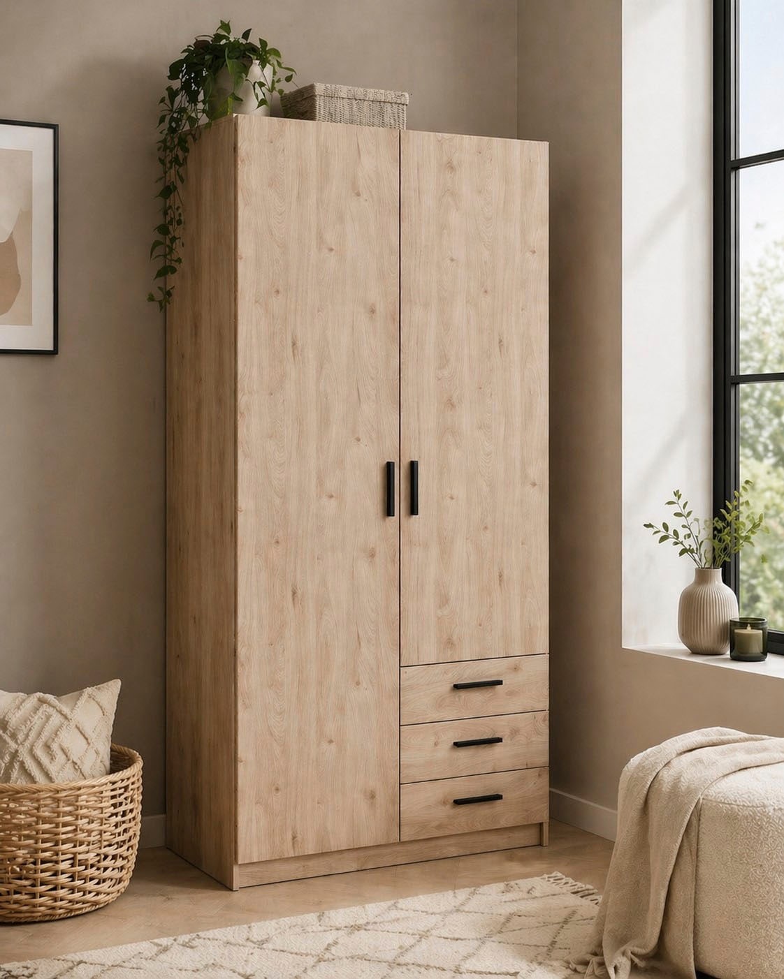 Home affaire Kleiderschrank »Sprint, viel Stauraum, robuste Qualität, 3 Breiten 98, 147, 195 cm« Breite 98,5/147 oder 195,5 cm, je mit Einlegeböden und Kleiderstange