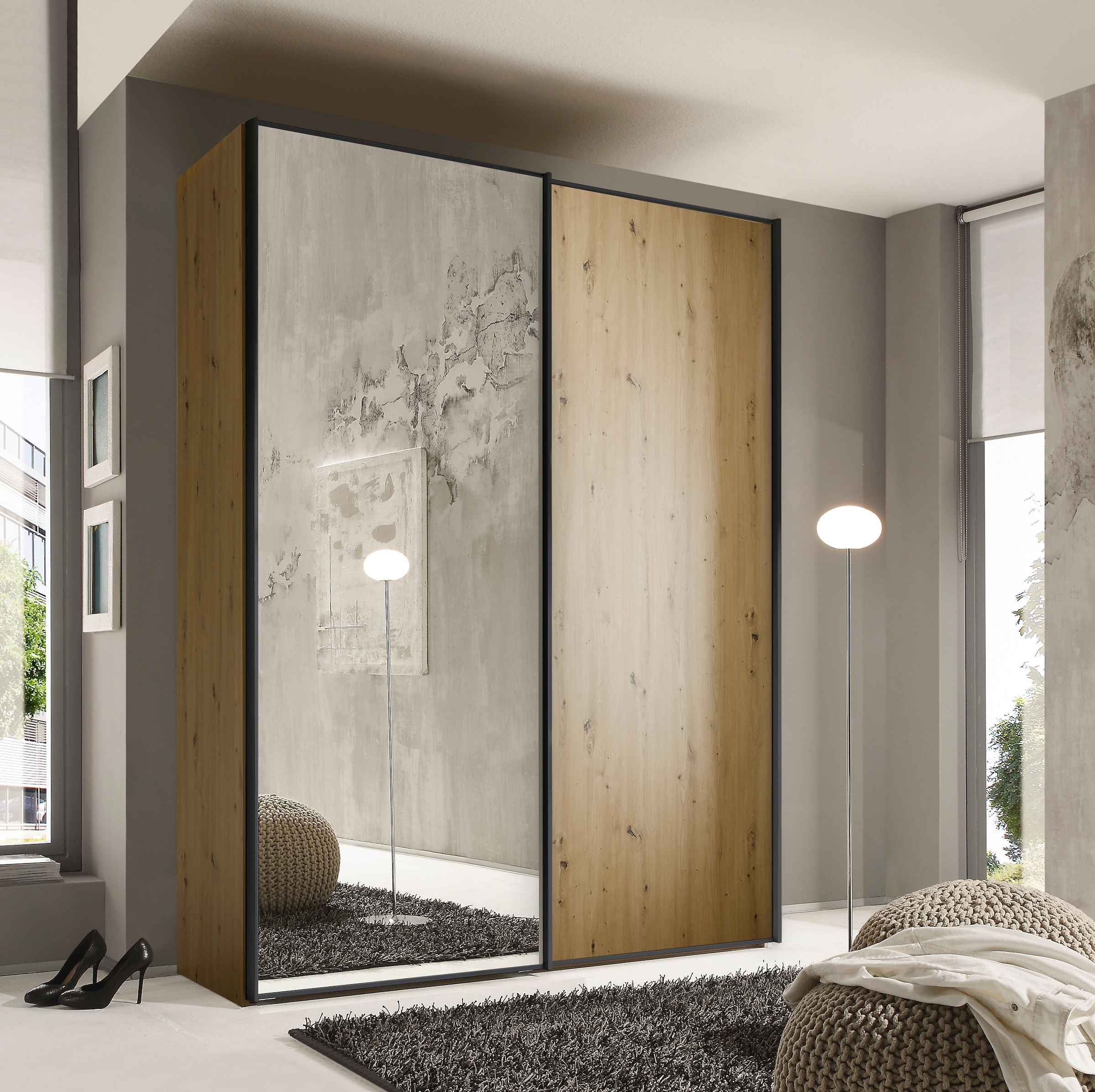 STAUD Schwebetürenschrank »Sinfonie Plus, edles Design in hochwertiger Qualität, Made in Germany« Mit Spiegeltüre und vier verschiedenen Ausstattungsvarianten