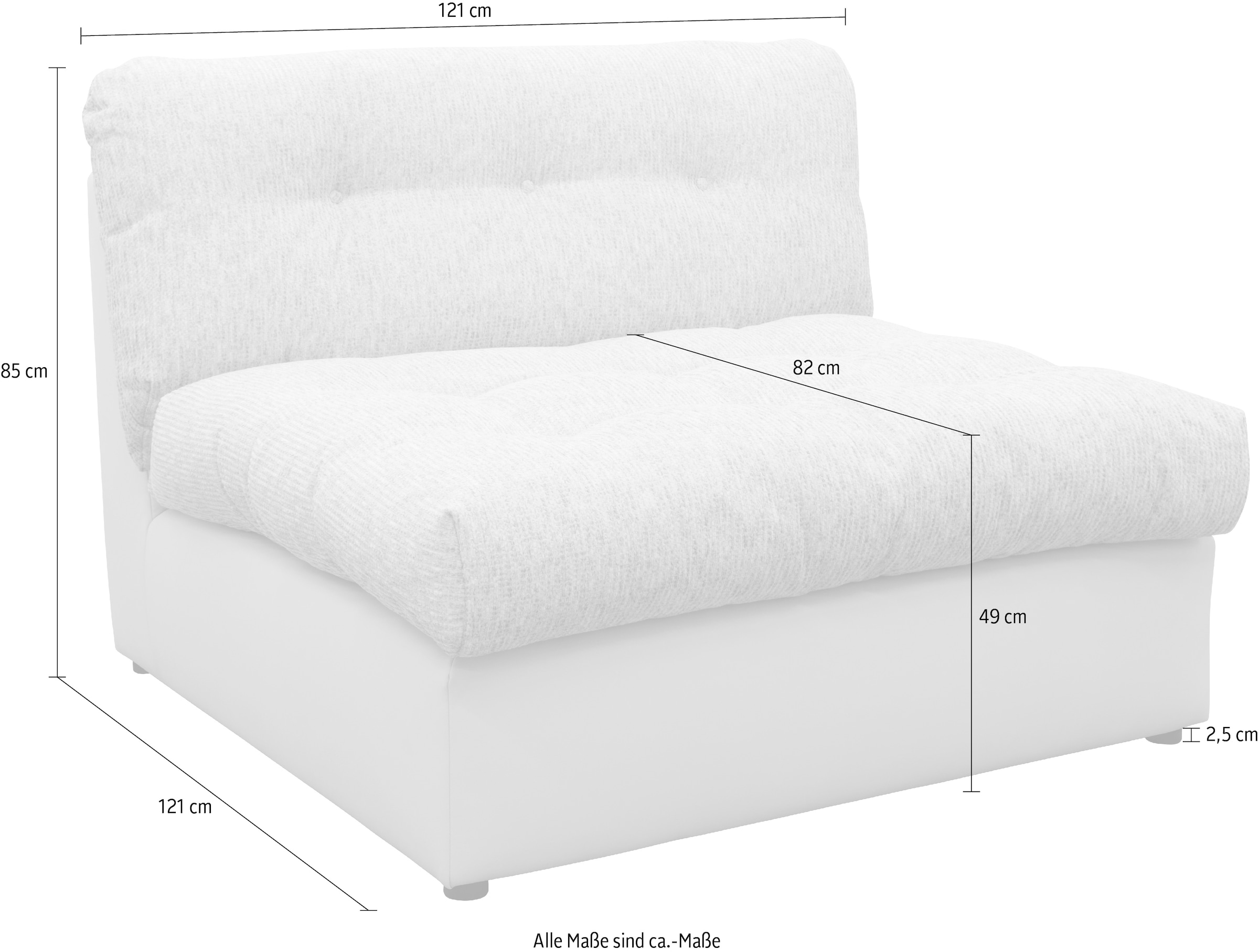DOMO collection Sofaelement »Caleo, 121 cm breit, modular, großzügige Polsterung« erweiterbar mit weiterem Sofaelement, Einzelsofa und Eckelement