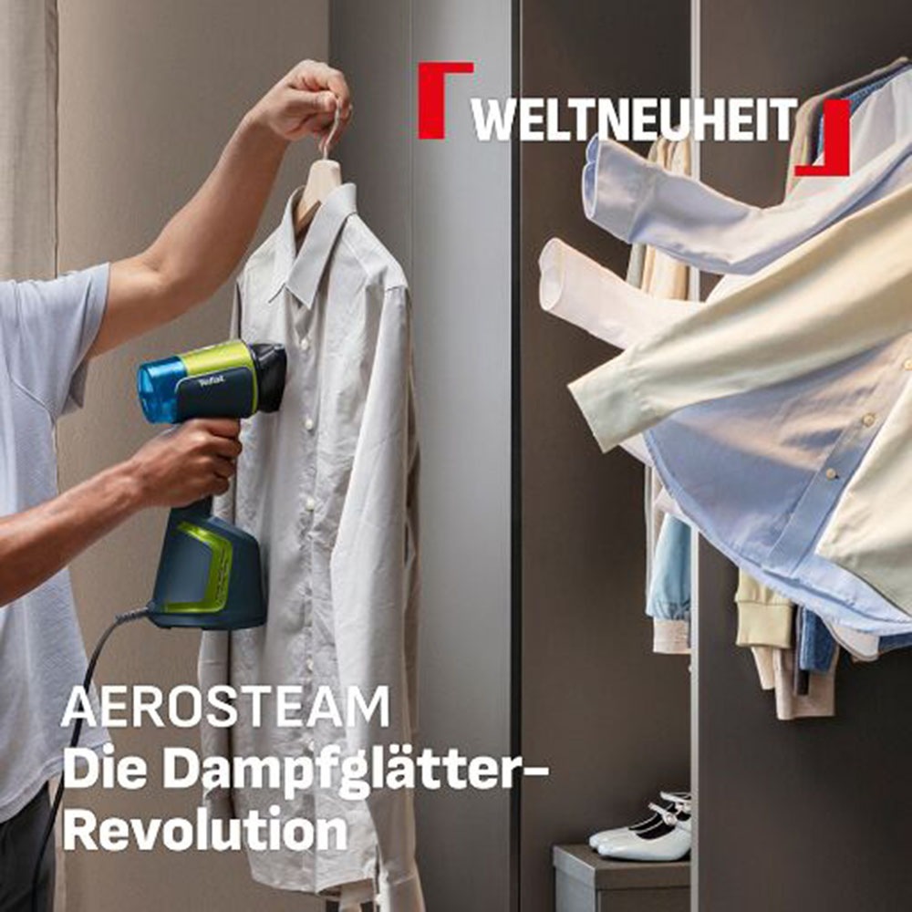 Tefal Dampfbürste »AeroSteam, kombiniert Dampf, einen beheizten Kopf und Ansaugung« 1400 W Dampfglätter mit 3 Nutzungsmodi, 100 ml abnehmbarer Wassertank, DT9810